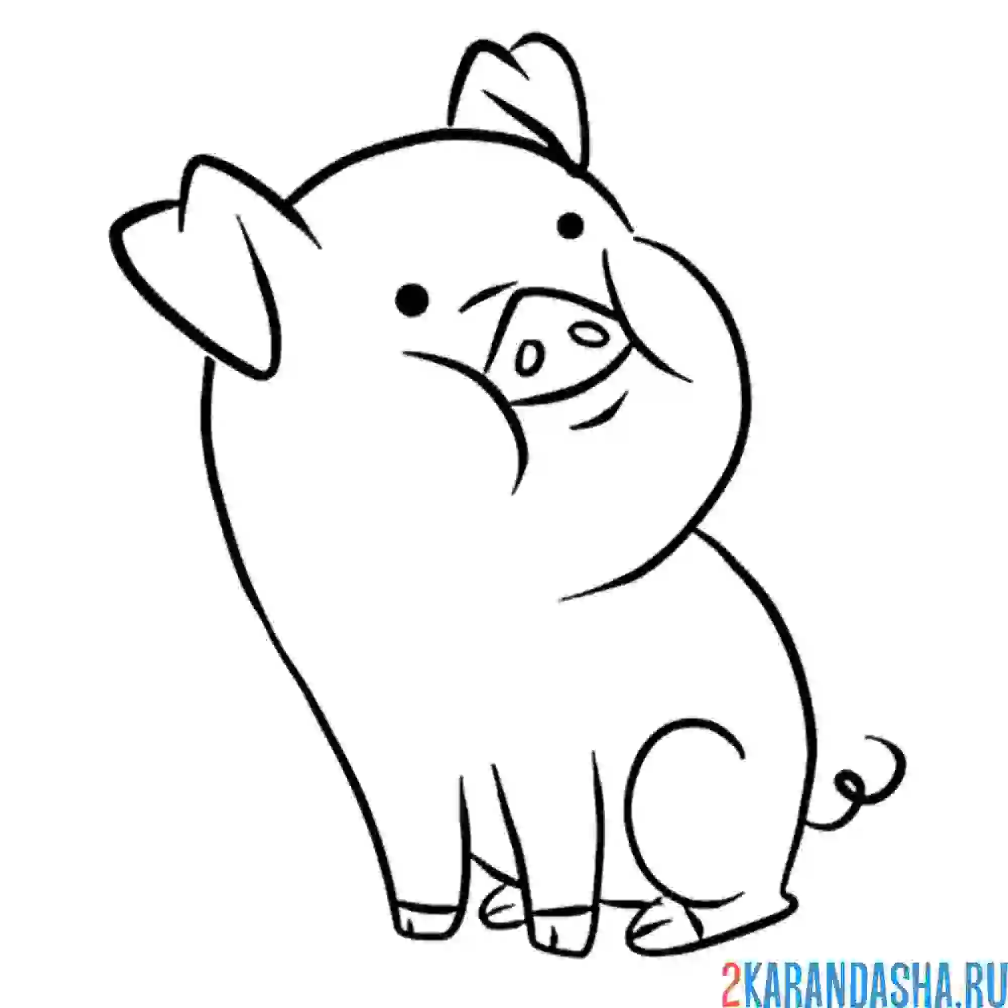Раскраска свинка пухля сидит