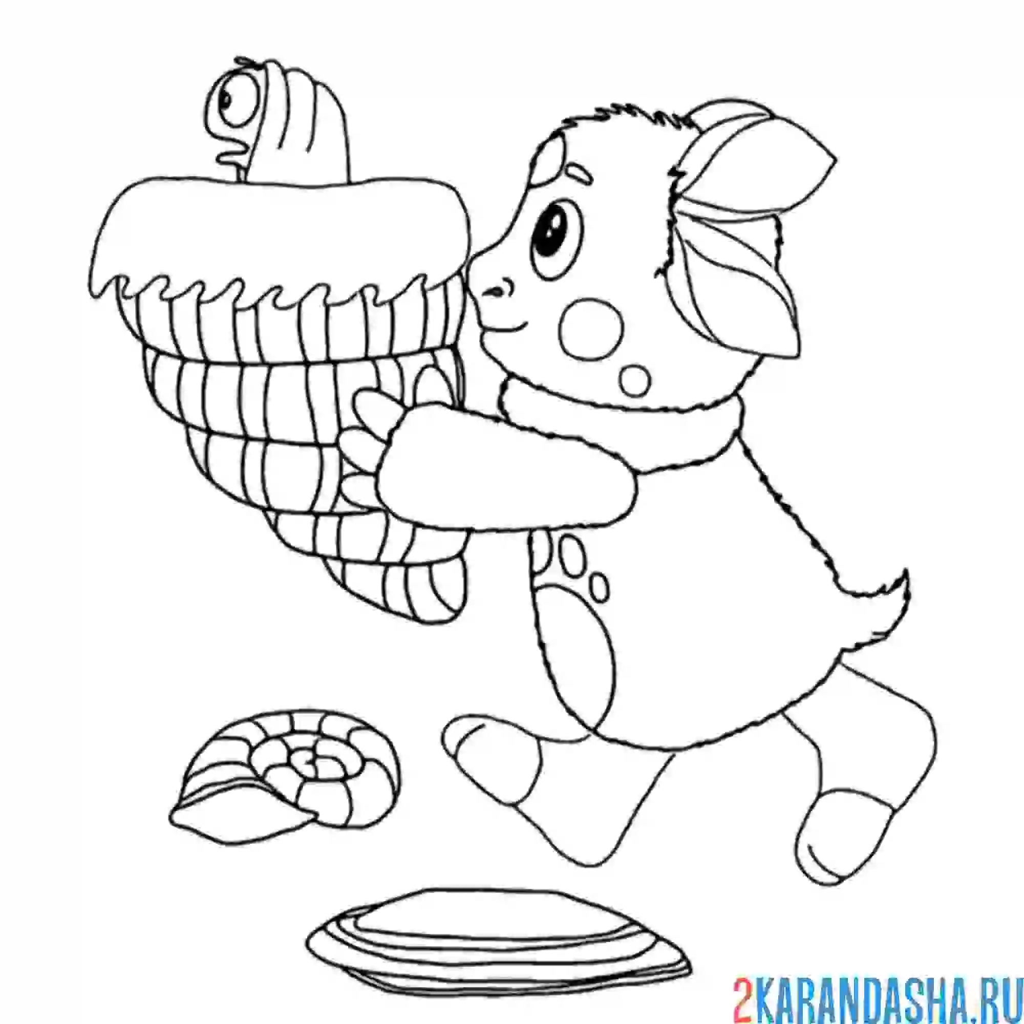 Раскраска лунтик с ракушкой