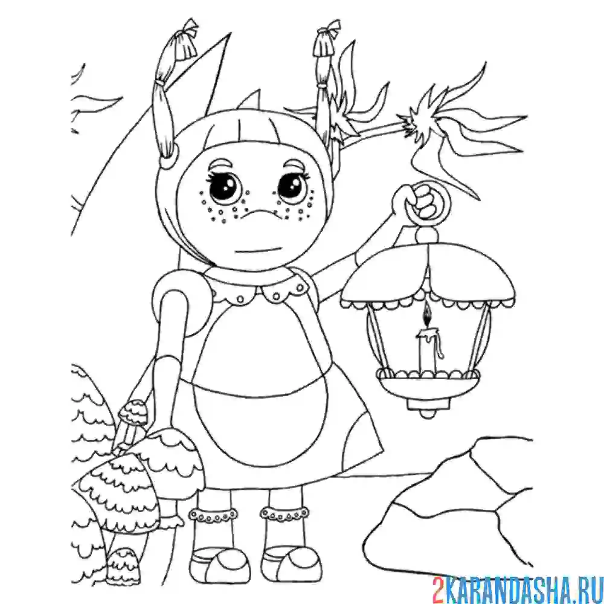 Раскраска мила с фонариком