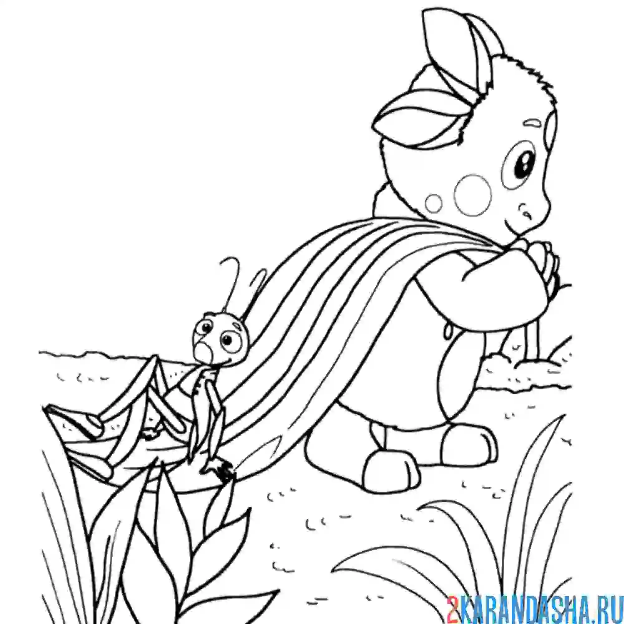 Раскраска лунтик тащит муравья