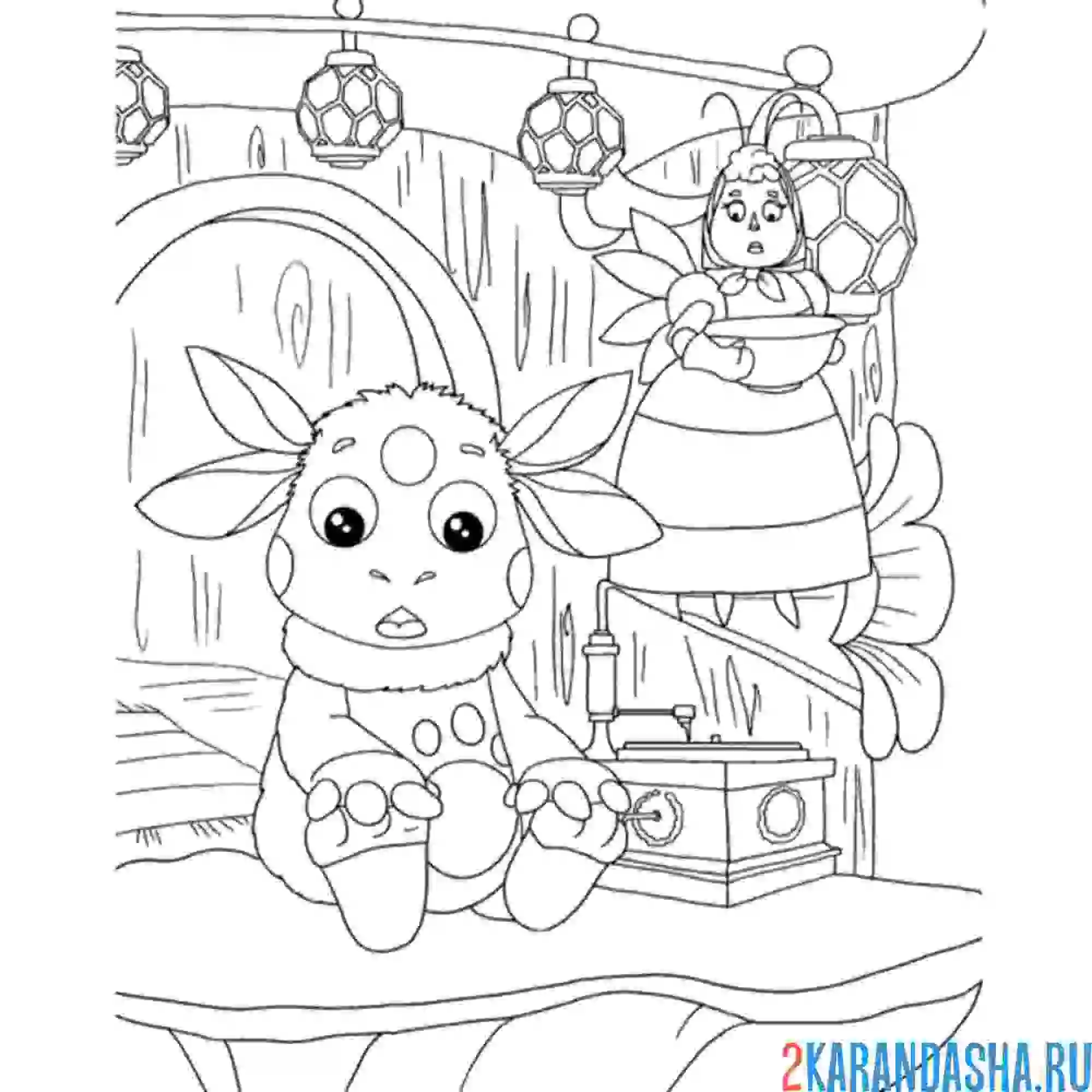 Раскраска удивление лунтика