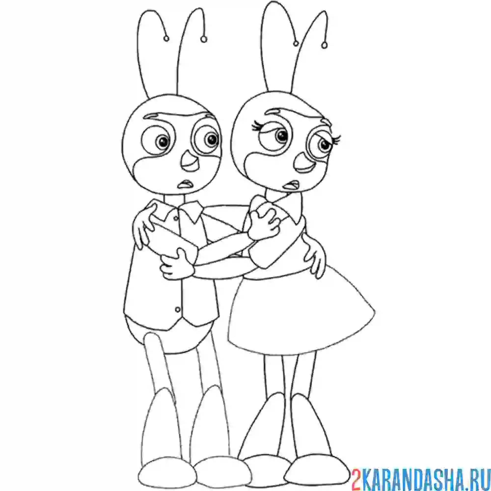 Раскраска светлячки тим и дина