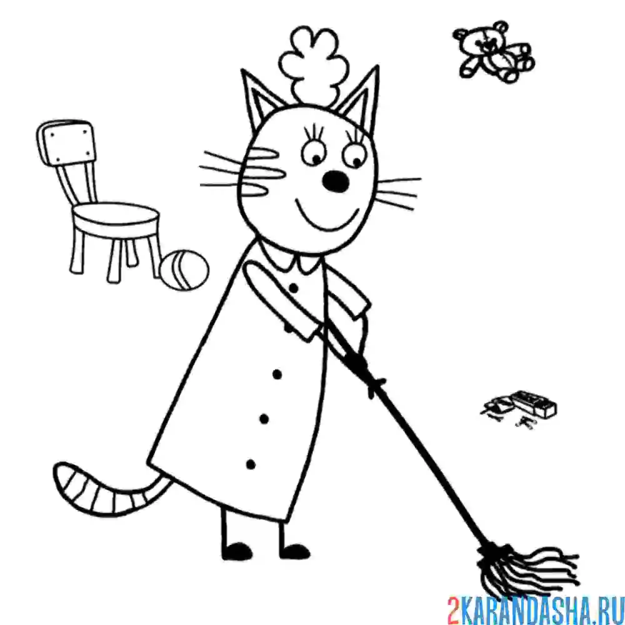 Раскраска мама убирается