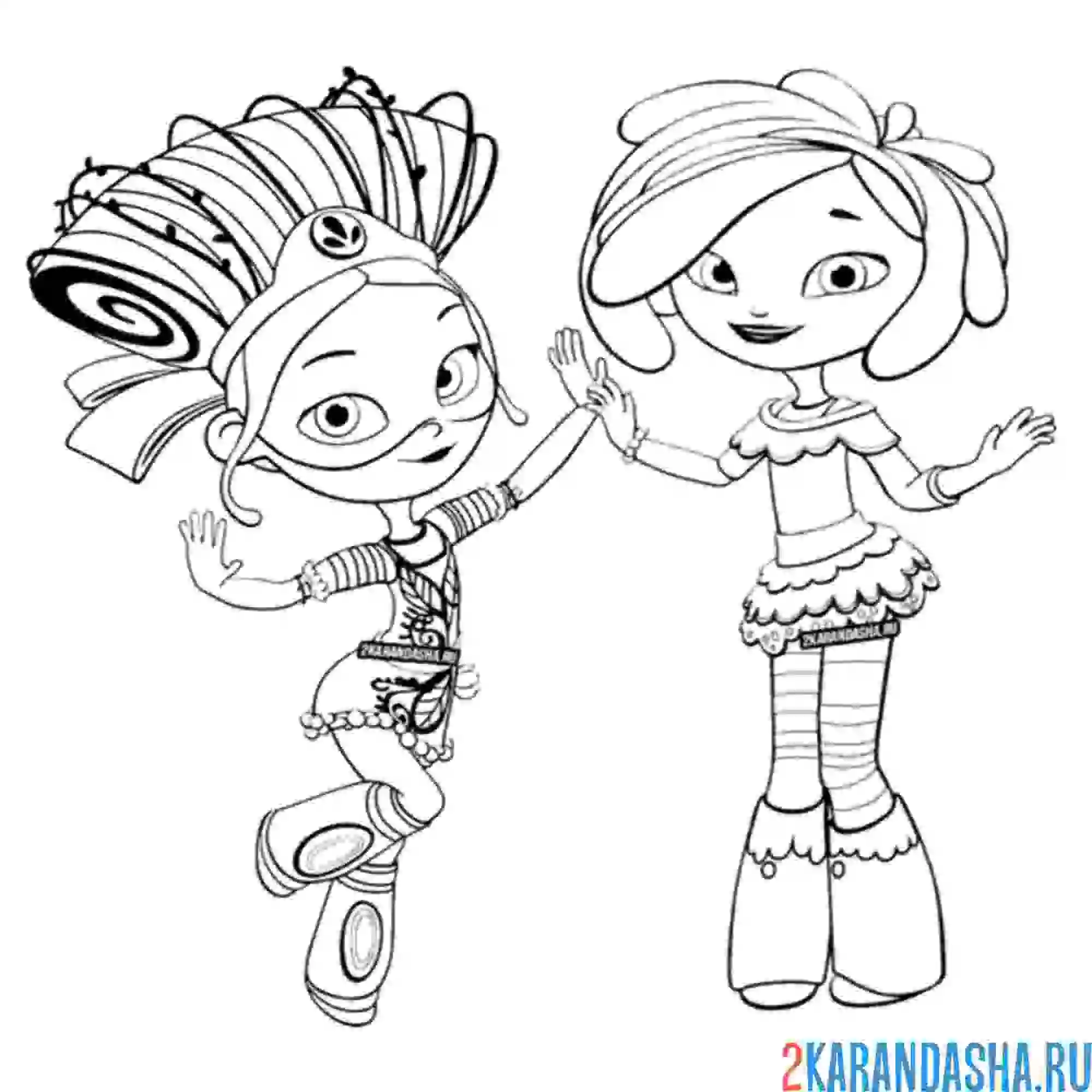 Раскраска снежка и маша