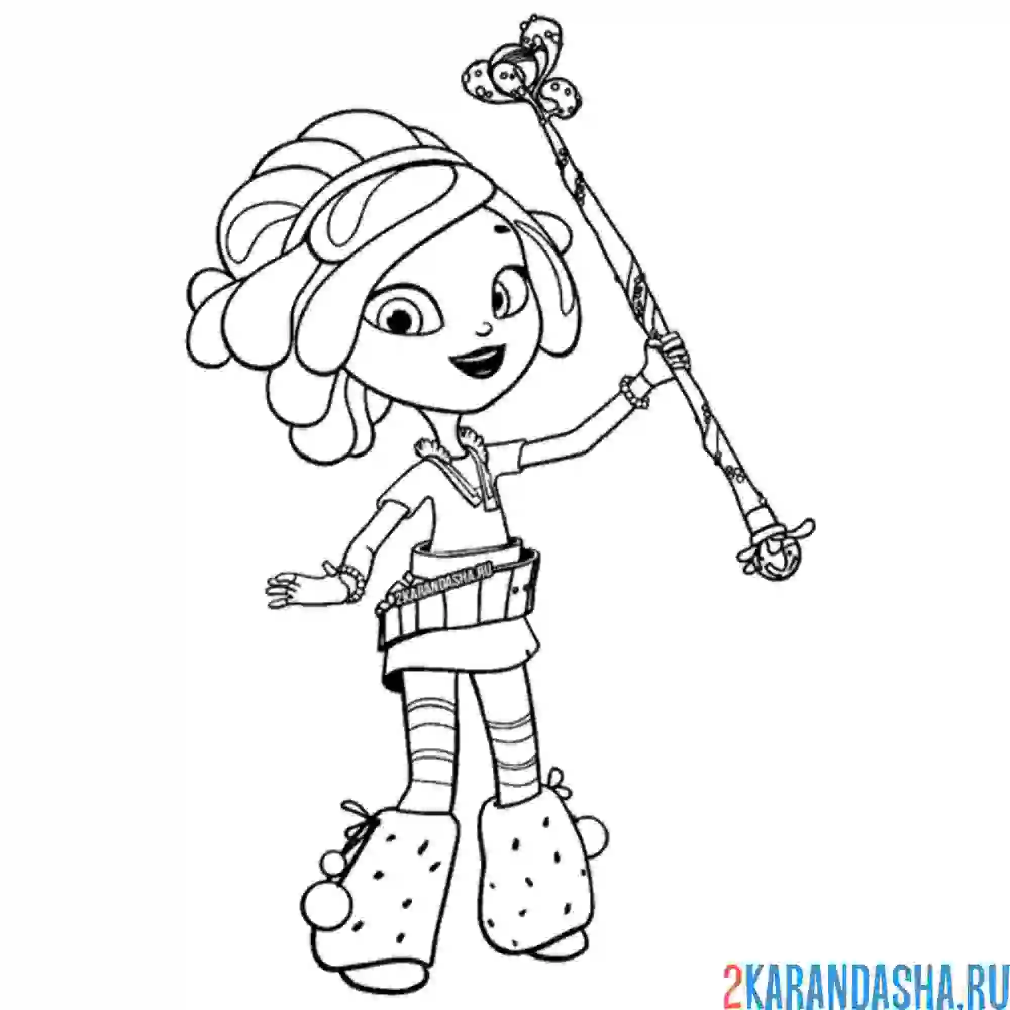 Раскраска снежка с посохом