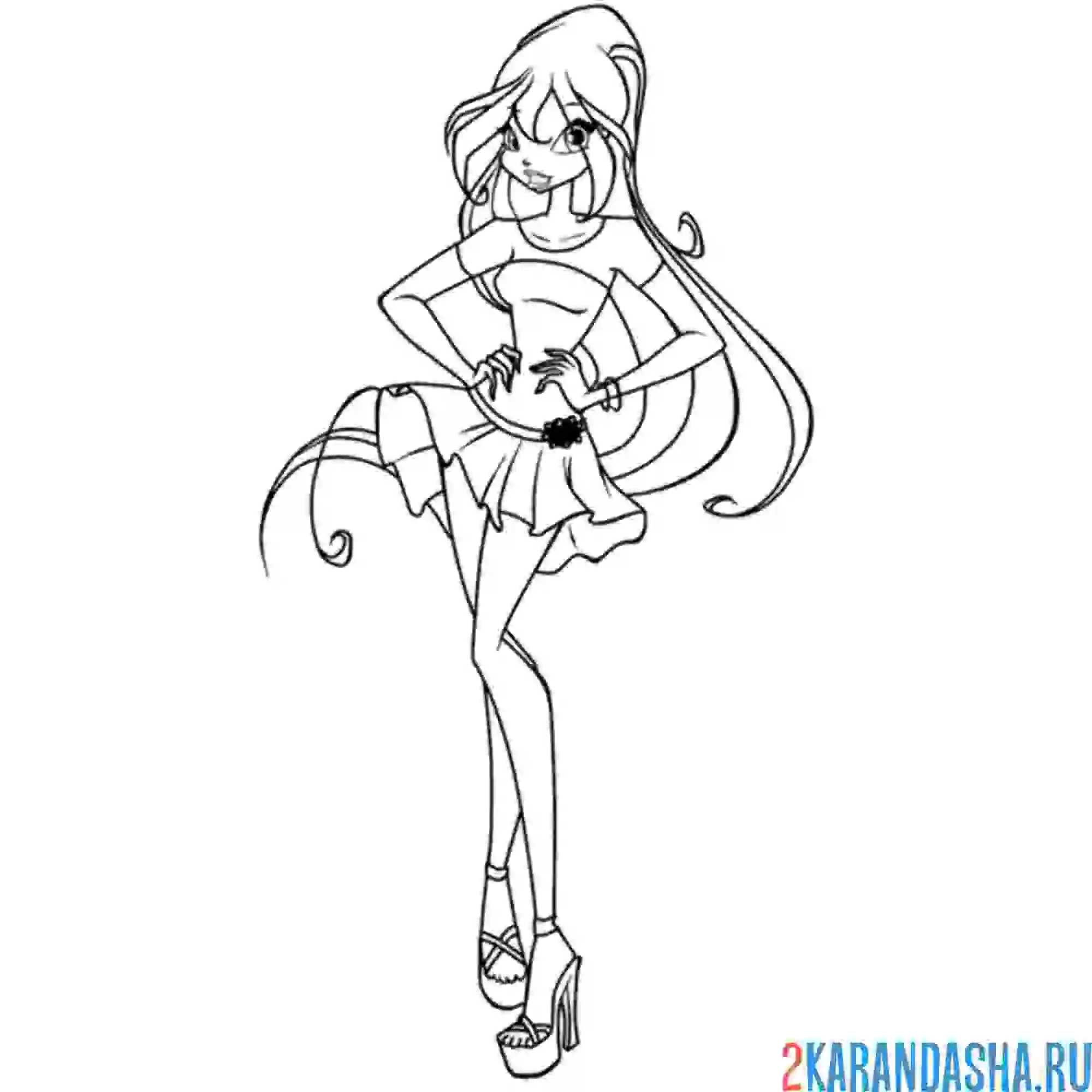 Раскраска блум в платье