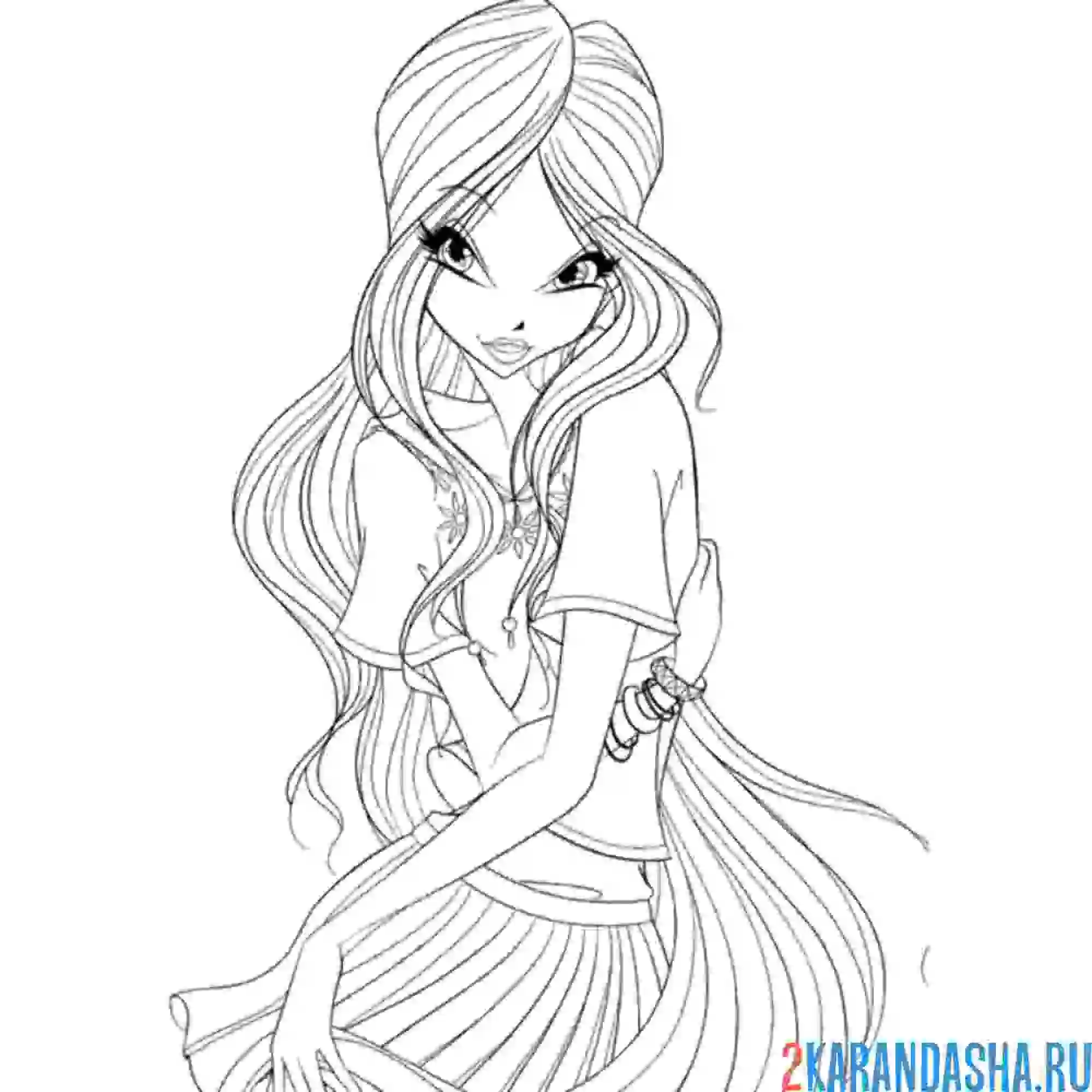 Раскраска флора в платье