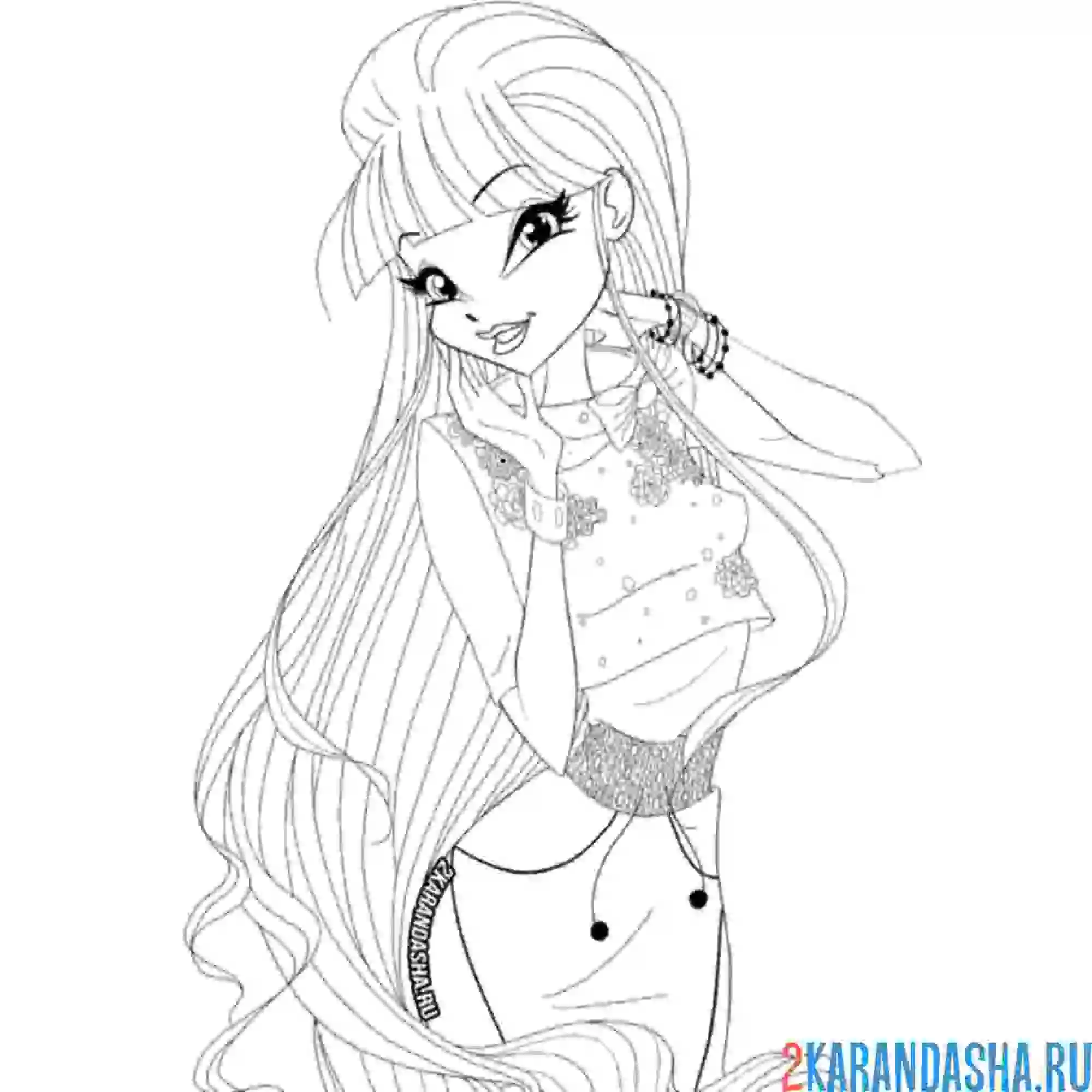 Раскраска муза с прической