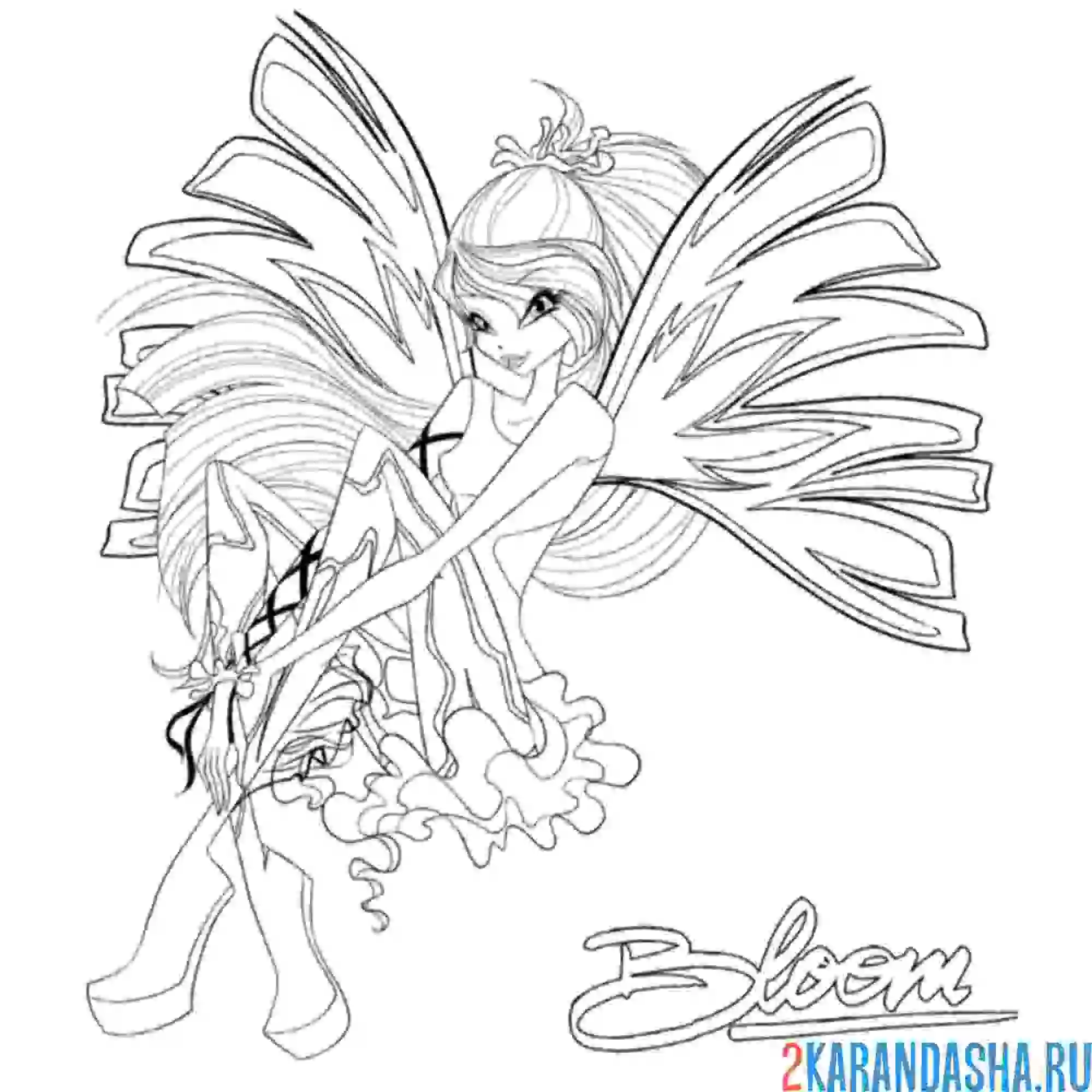 Раскраска блум волшебница