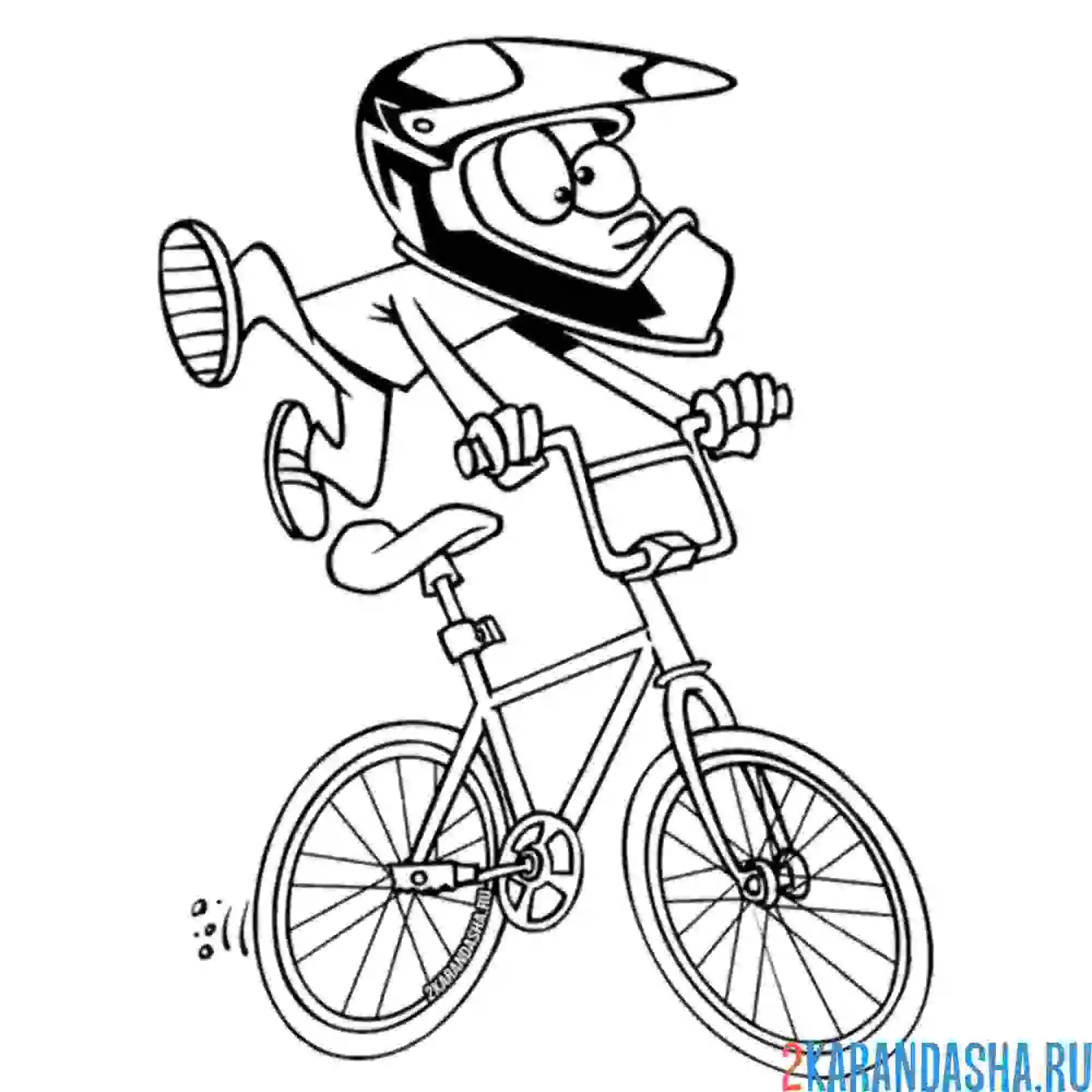 Раскраска спортсмен на велосипеде
