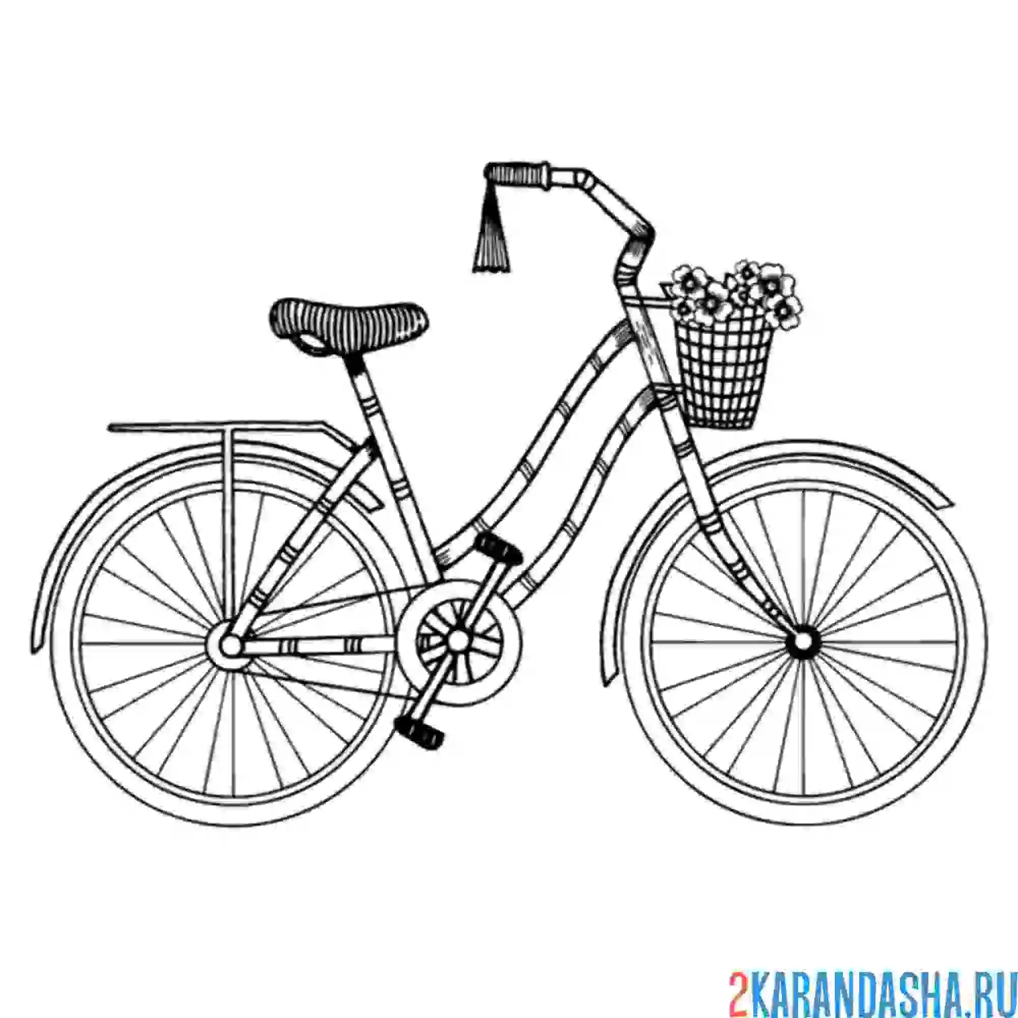 Раскраска велосипед с корзинкой