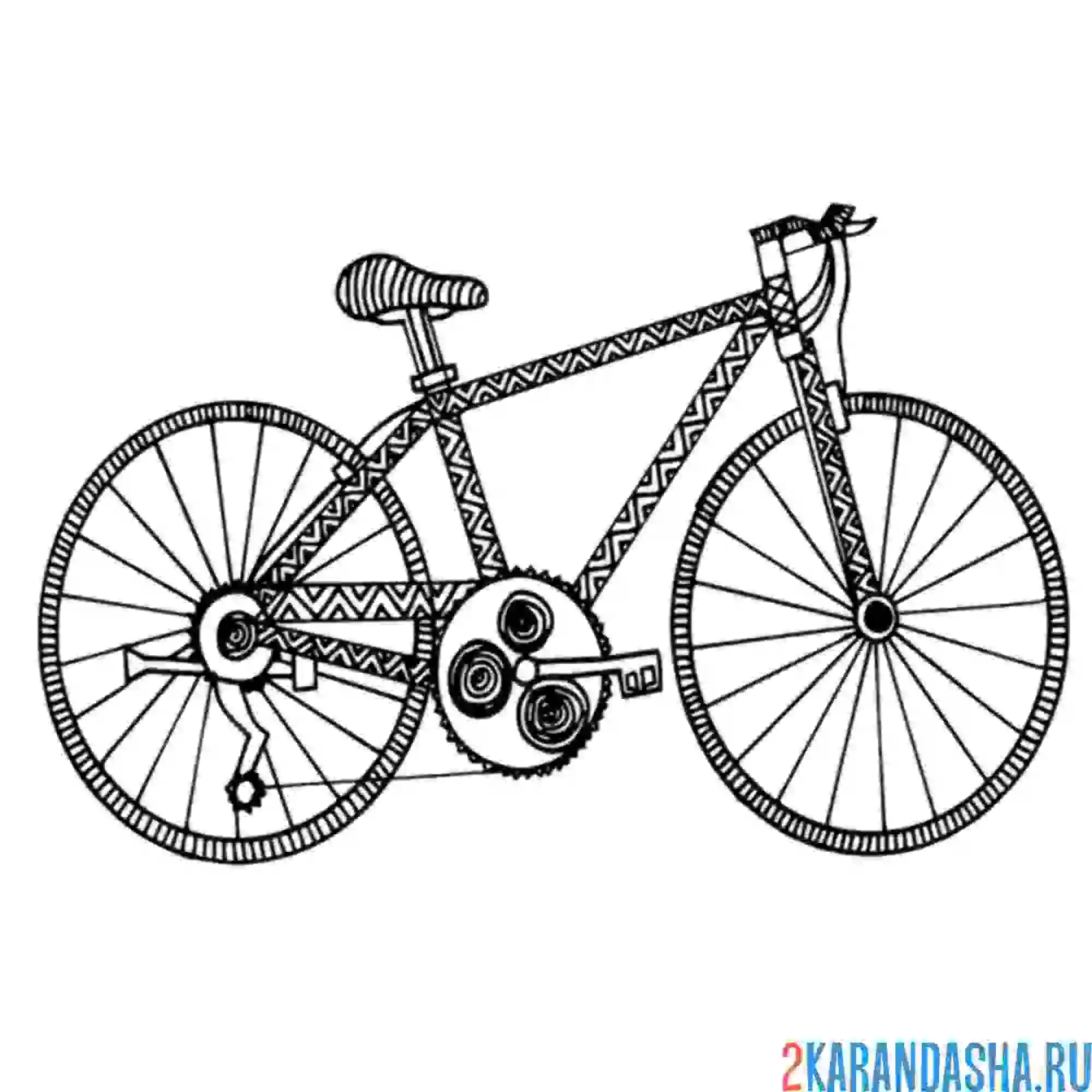 Раскраска велосипед антистресс