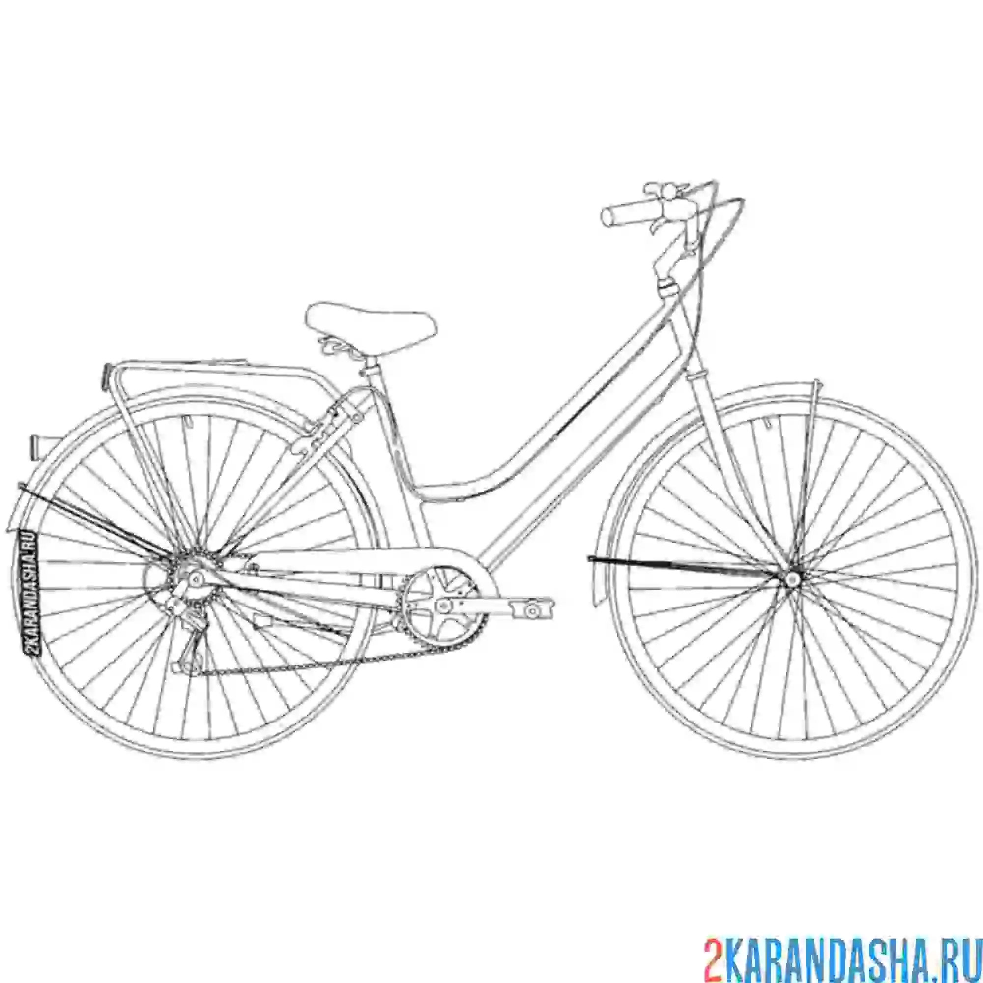 Раскраска женский велосипед