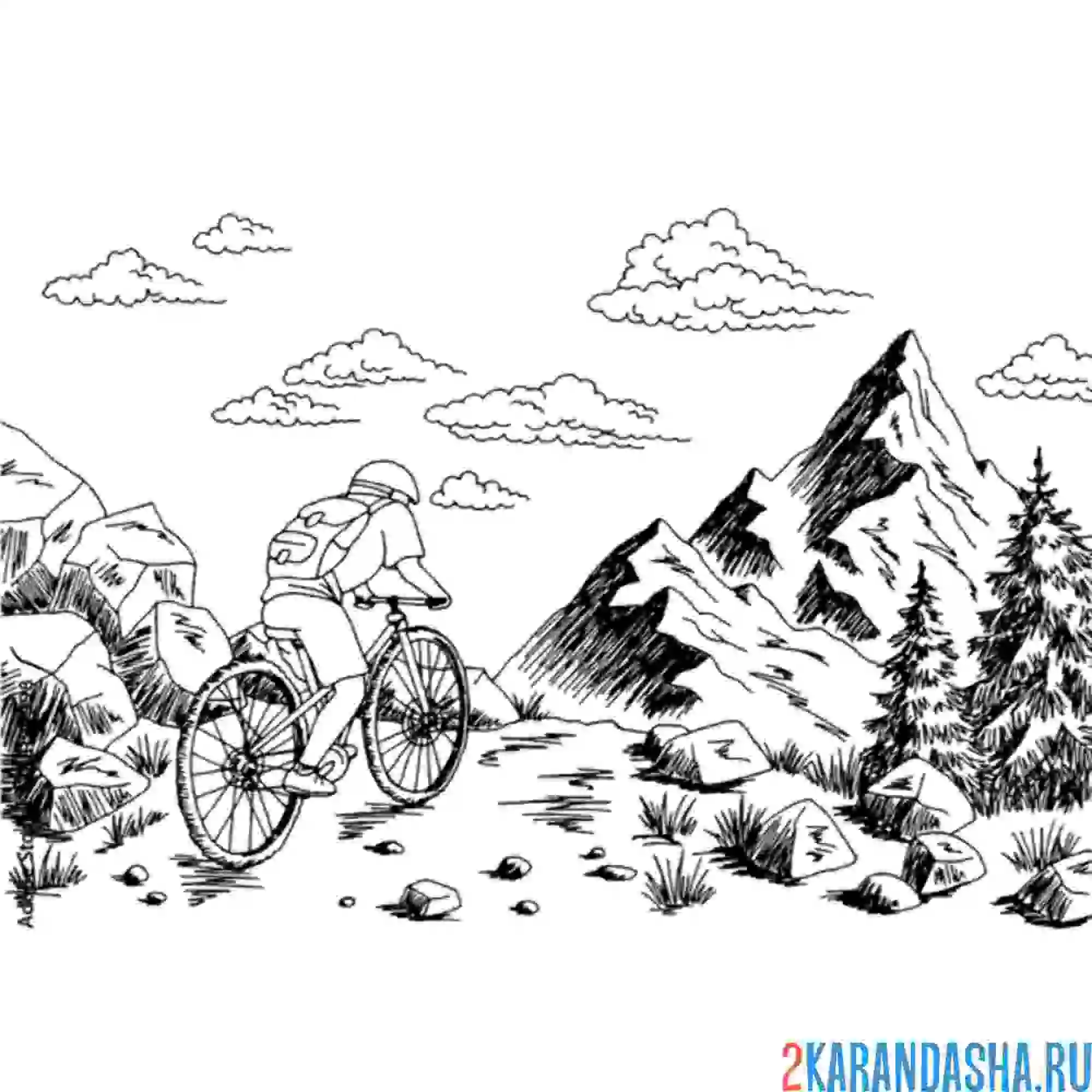 Раскраска горный велосипед