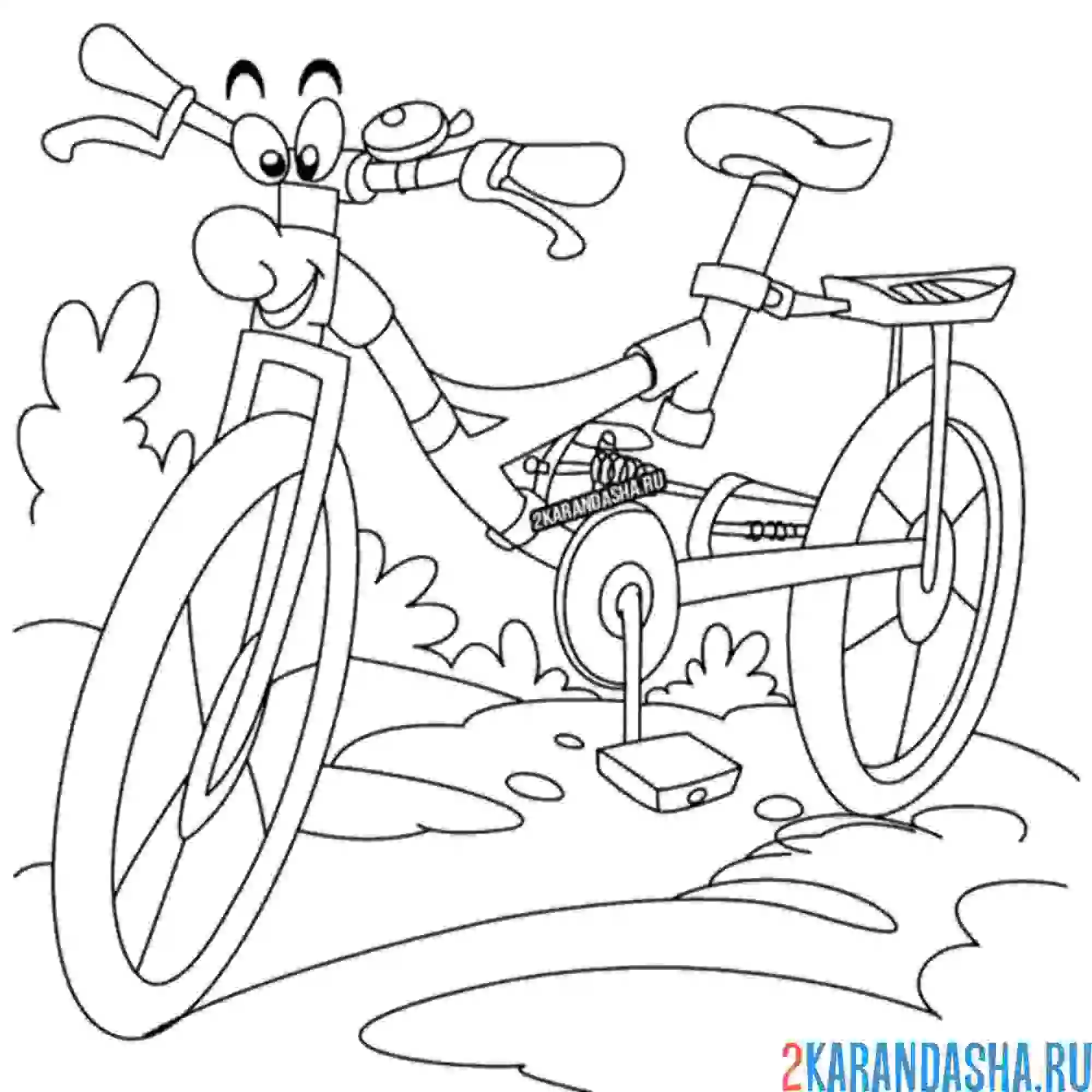 Раскраска живой велосипед