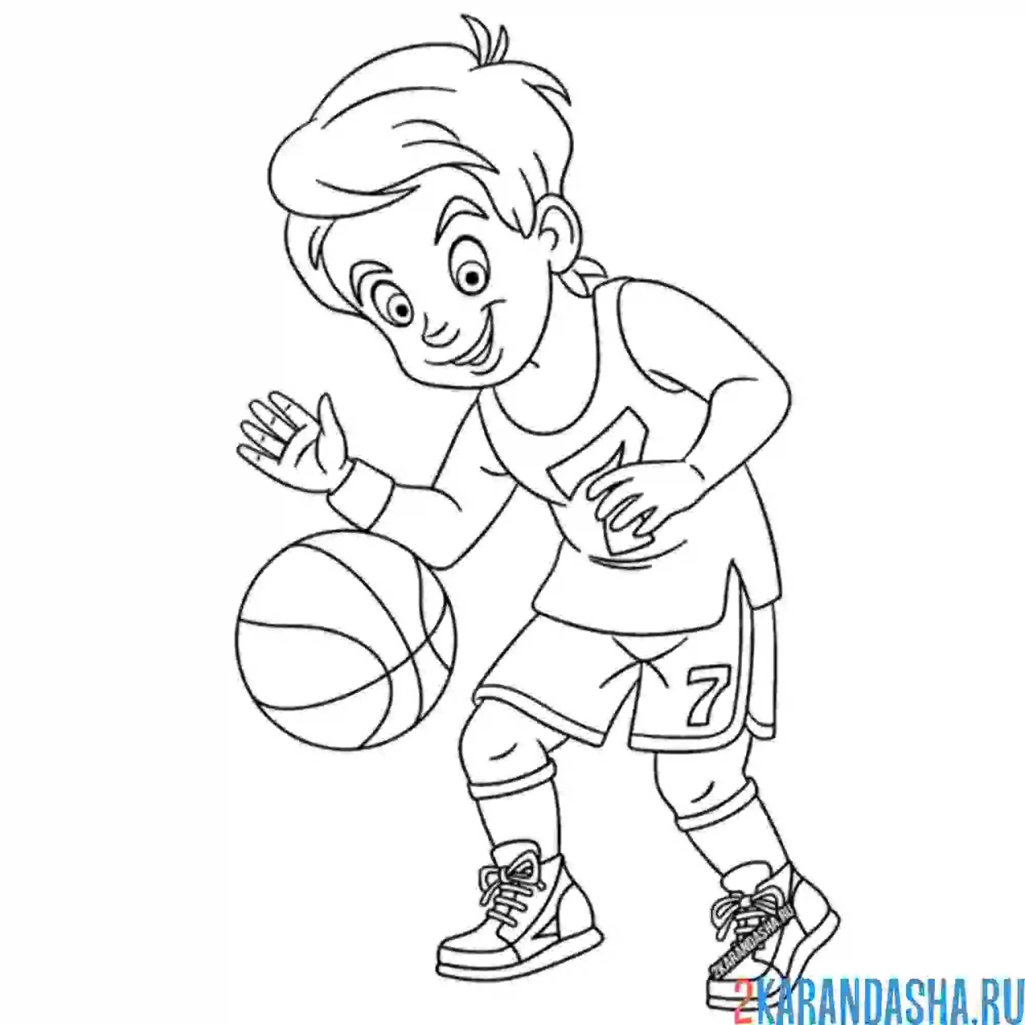 Раскраска баскетболист с мячом