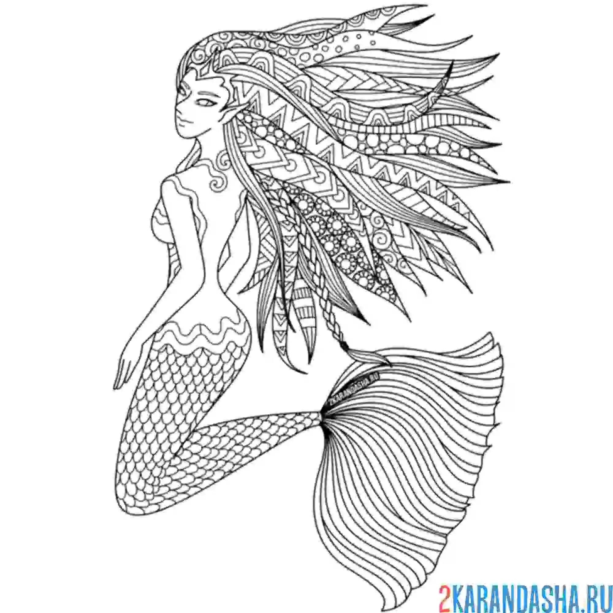 Раскраска девушка русалка