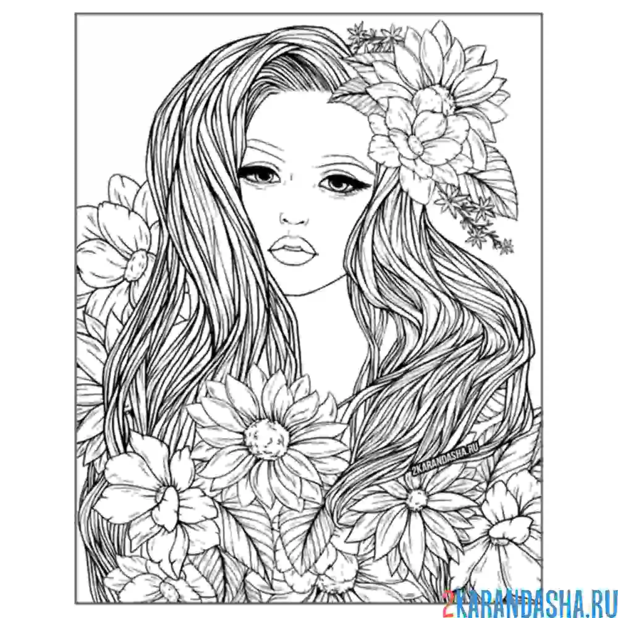 Раскраска красивая девушка