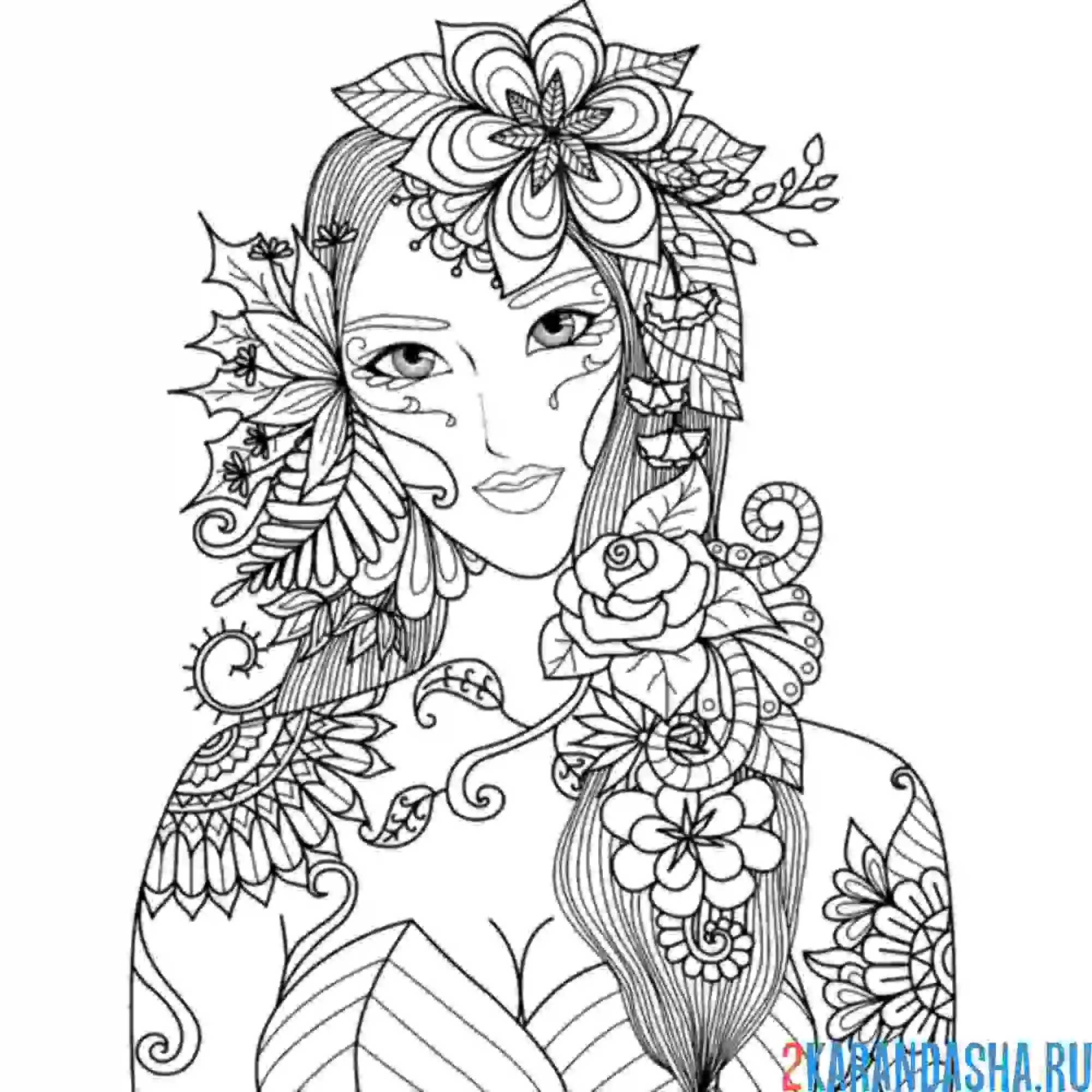 Раскраска девушка весна