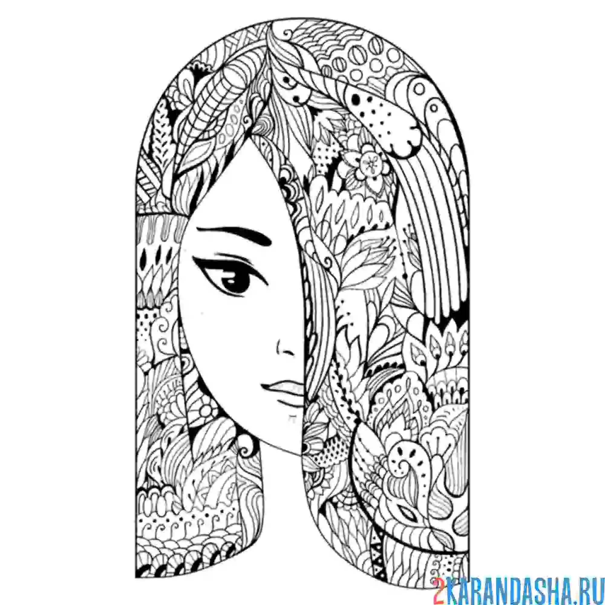 Раскраска антистресс прическа