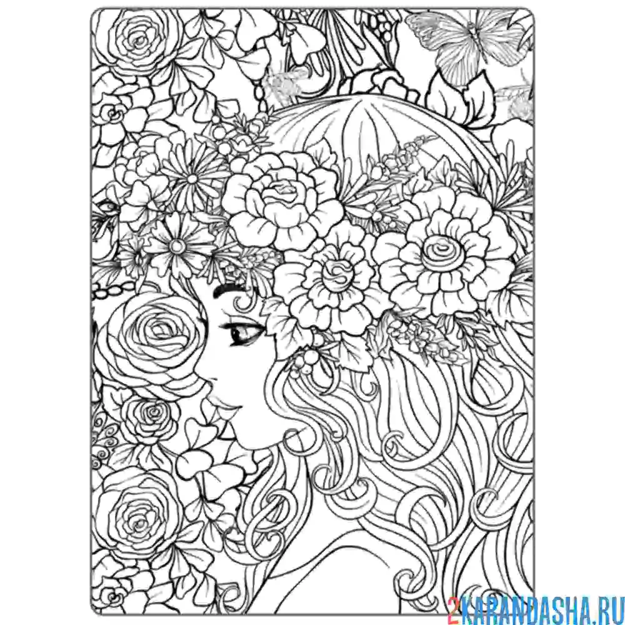 Раскраска девушка антистресс