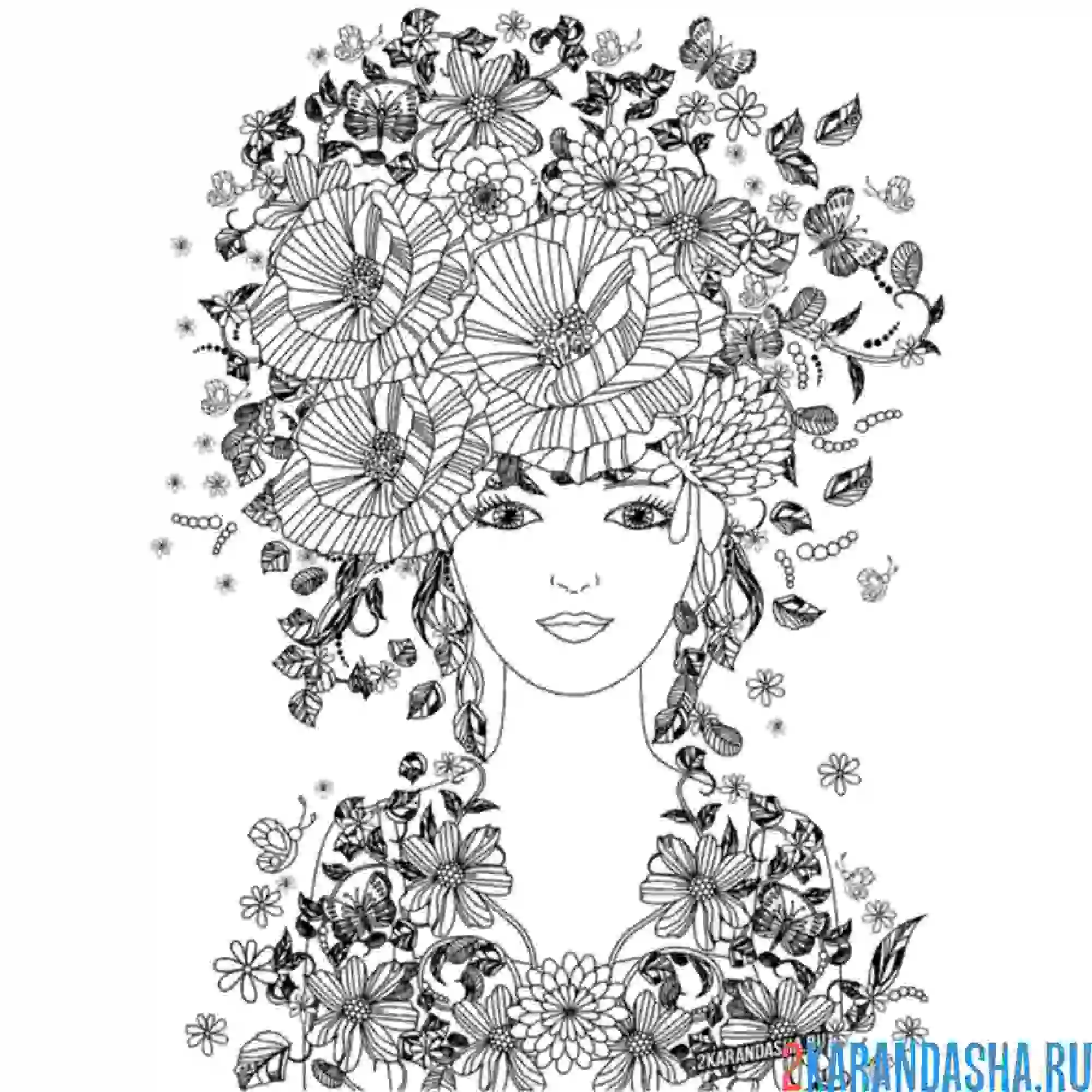 Раскраска девушка-цветок