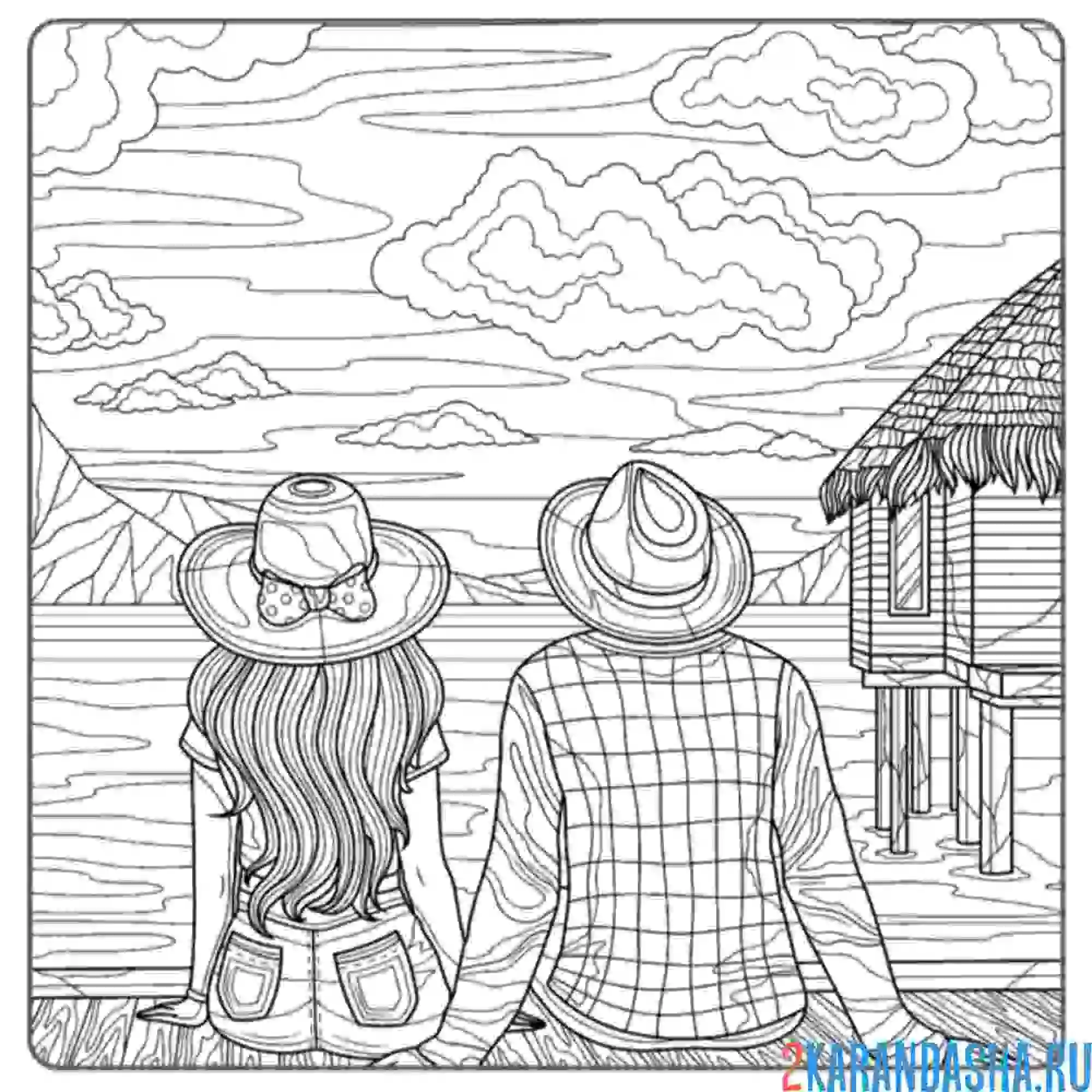 Раскраска парень и девушка