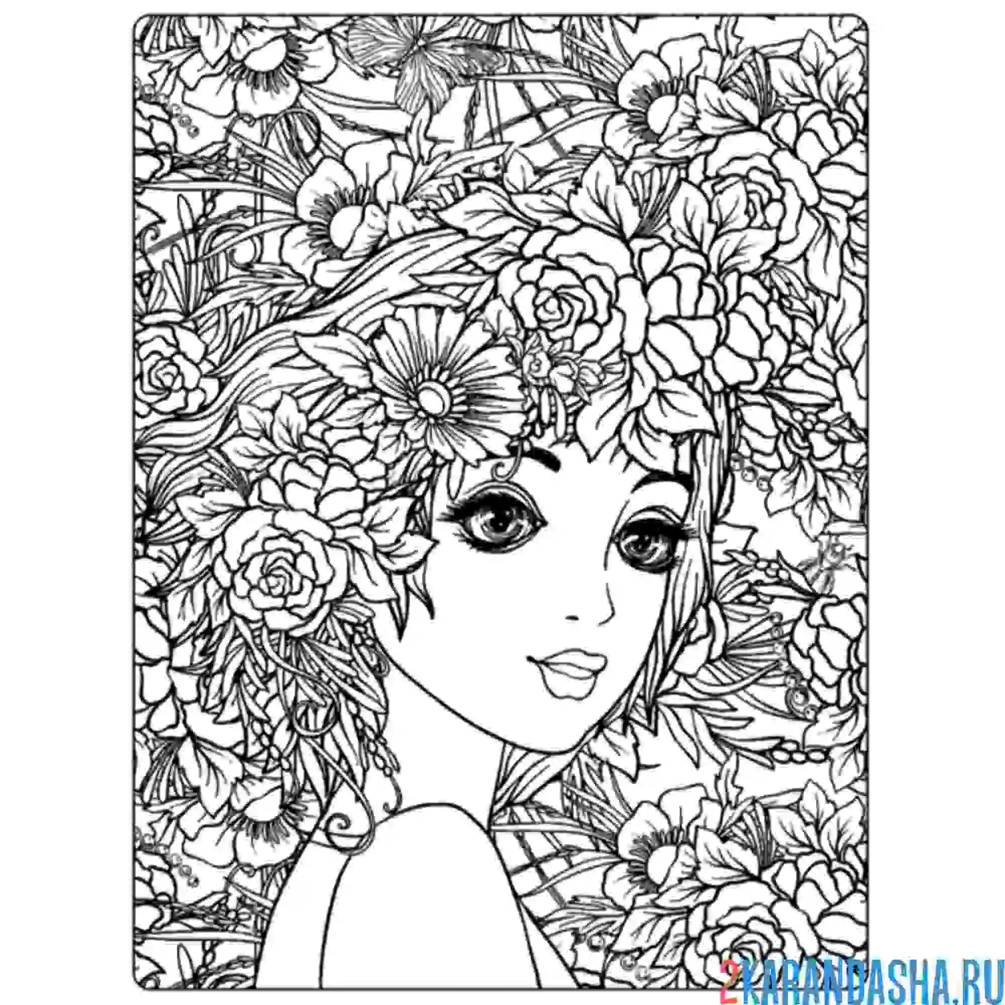 Раскраска анимешная девочка