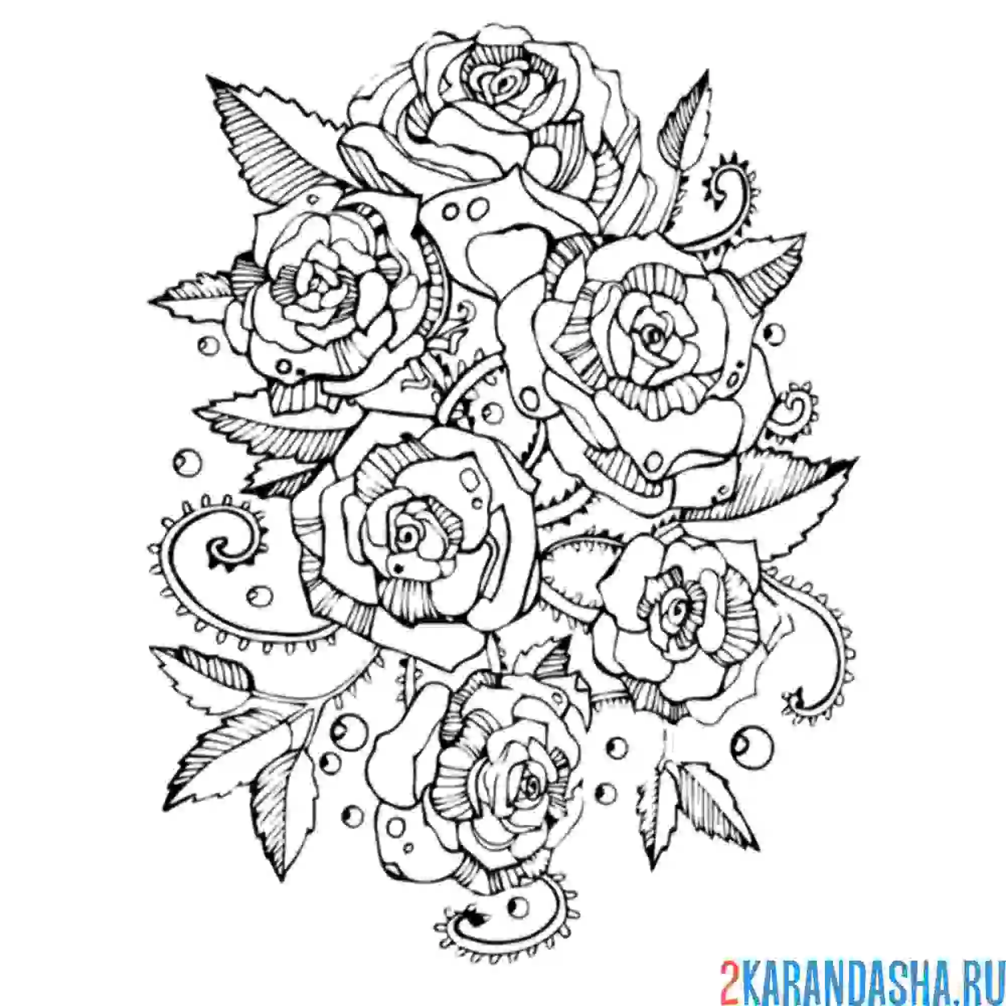 Раскраска цветочный букет