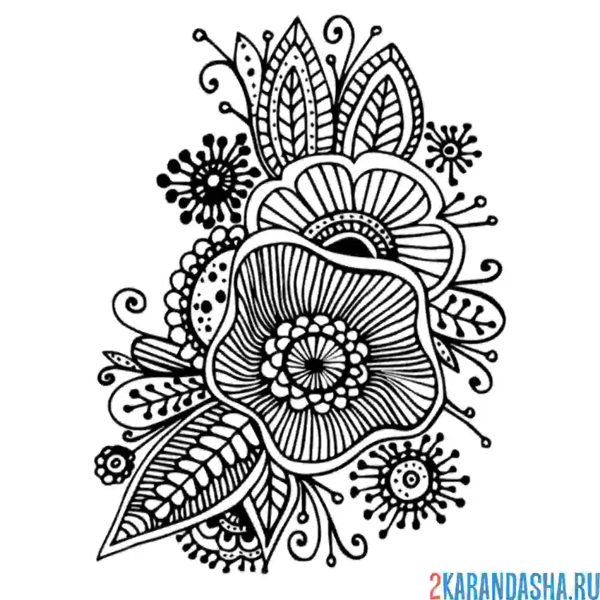 Раскраска антистресс цветочный