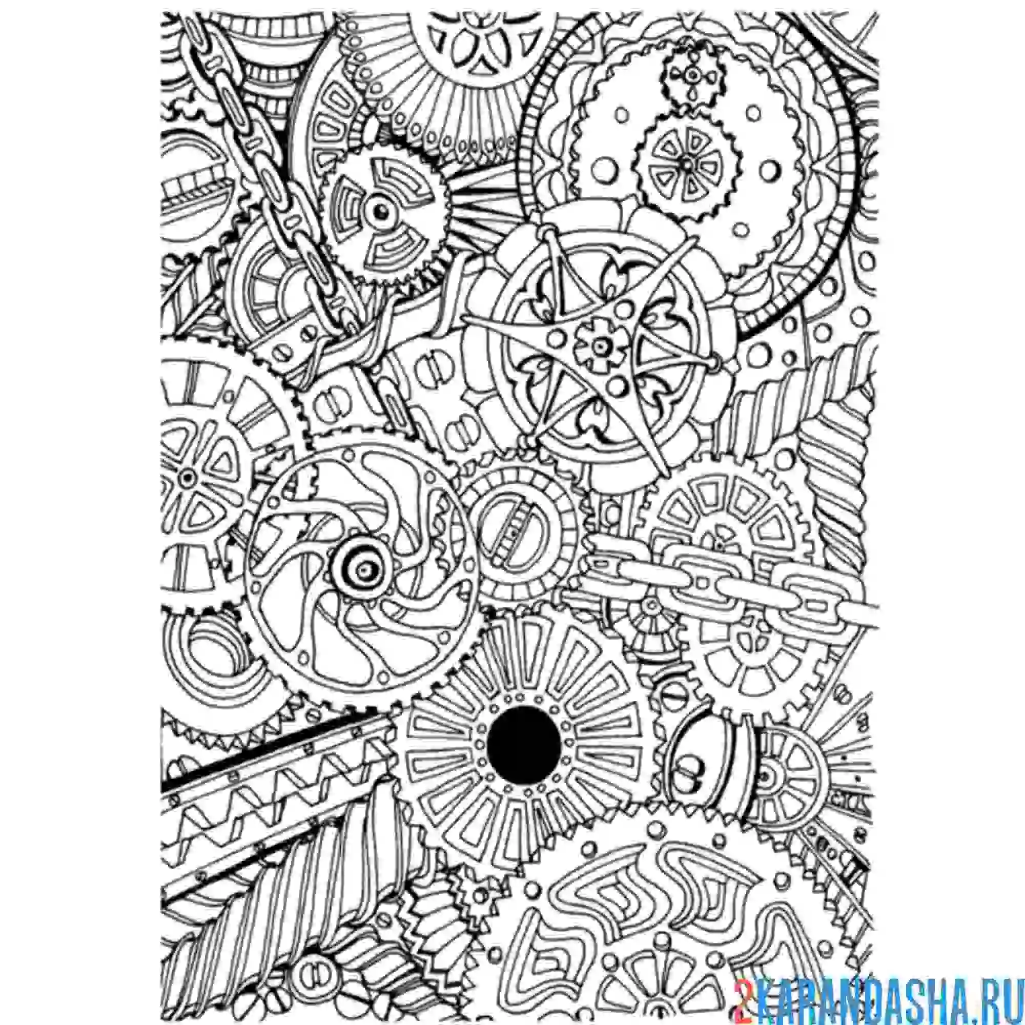 Раскраска шестеренки антистресс