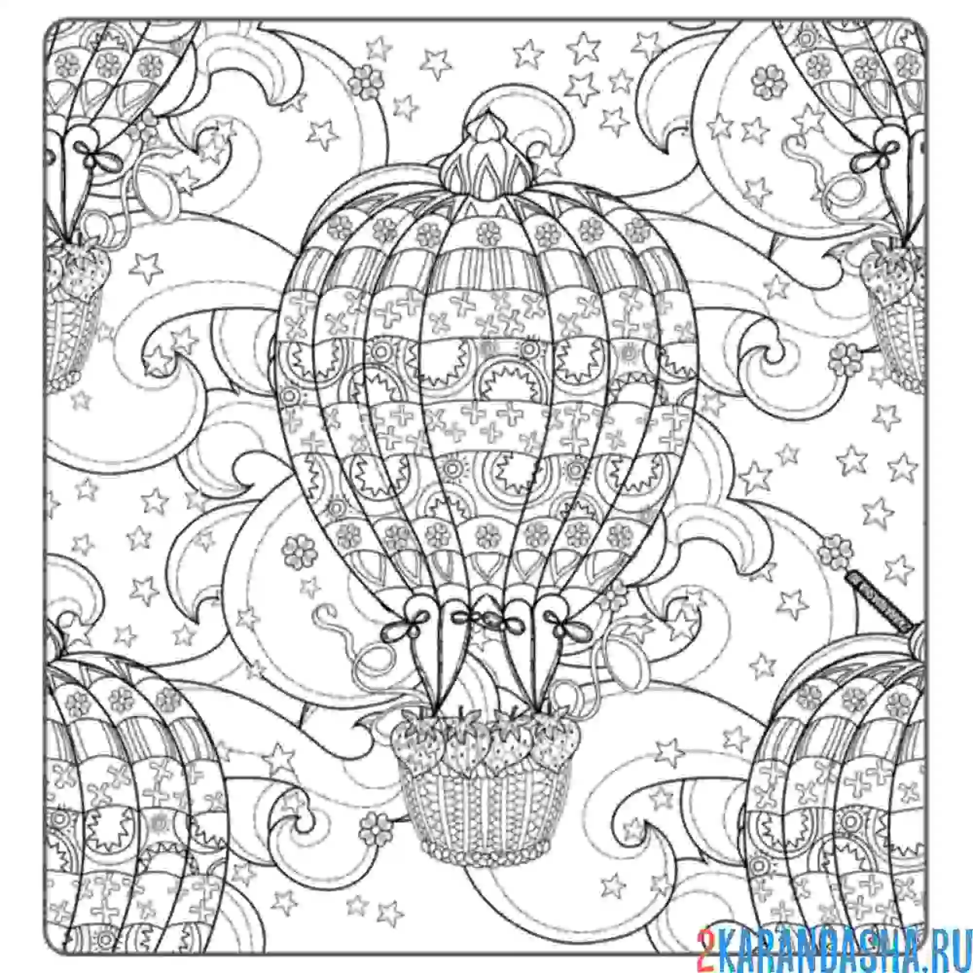 Раскраска воздушный шар с клубникой