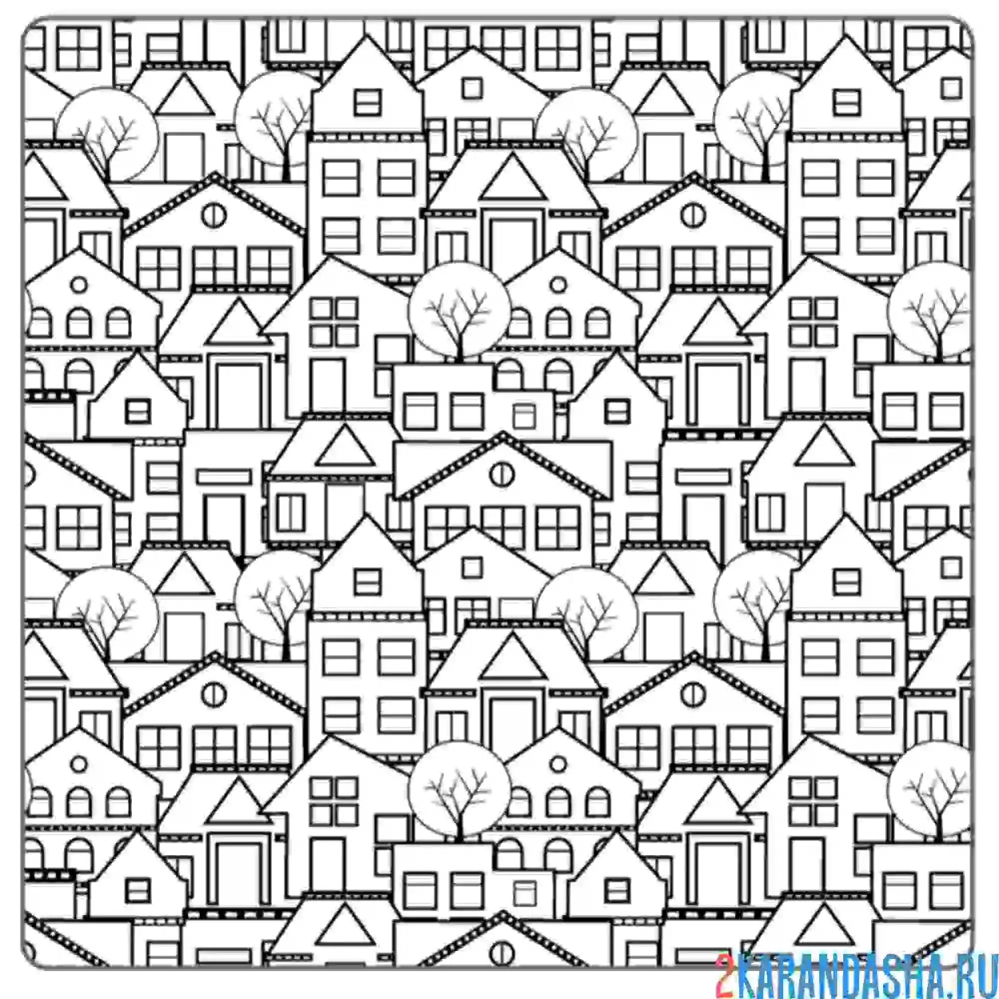 Раскраска домики антистресс