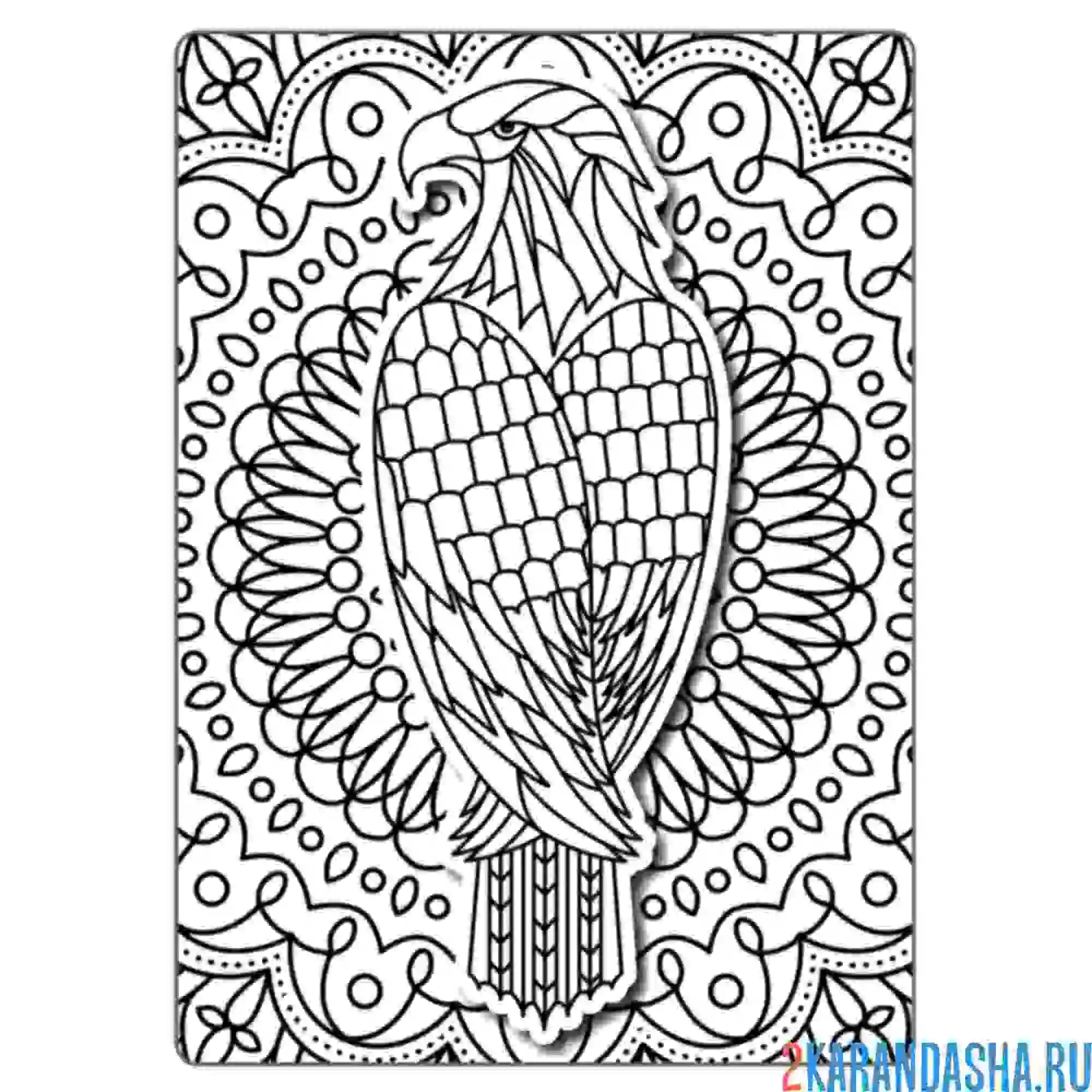 Раскраска орел антистресс
