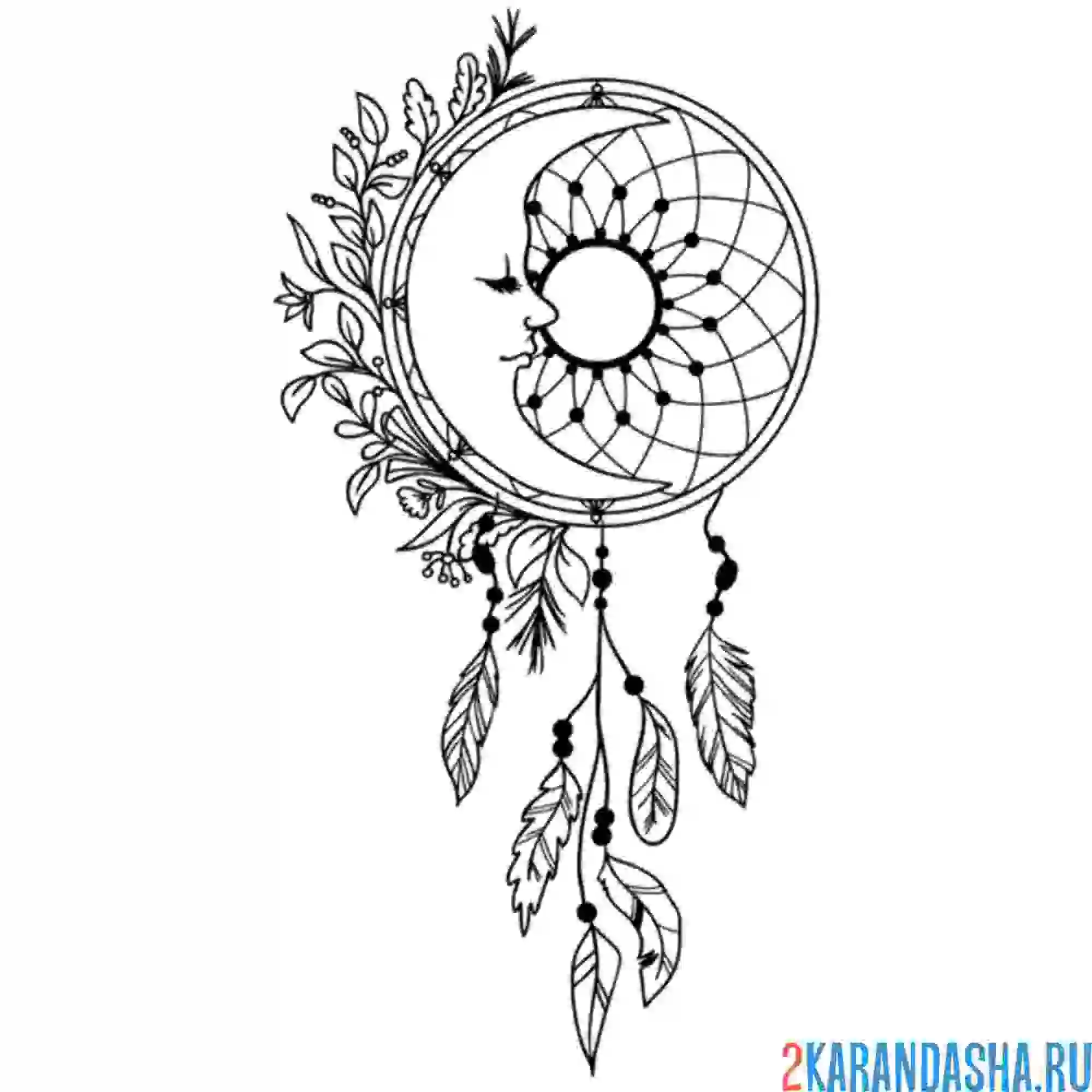 Раскраска ловец снов луна