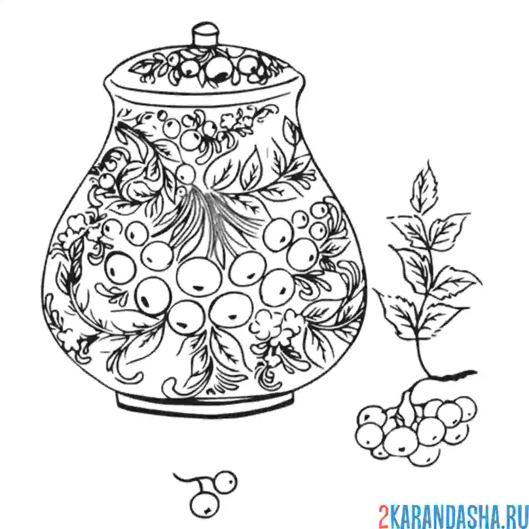 Раскраска хохлома сахарница