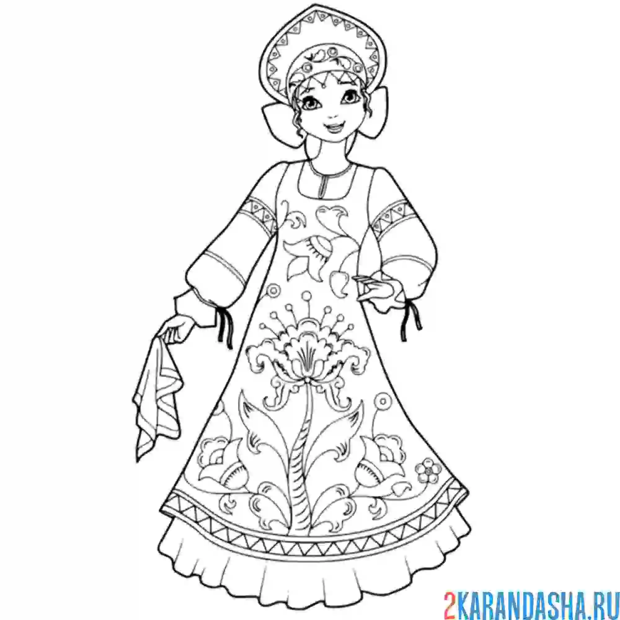 Раскраска русская красавица