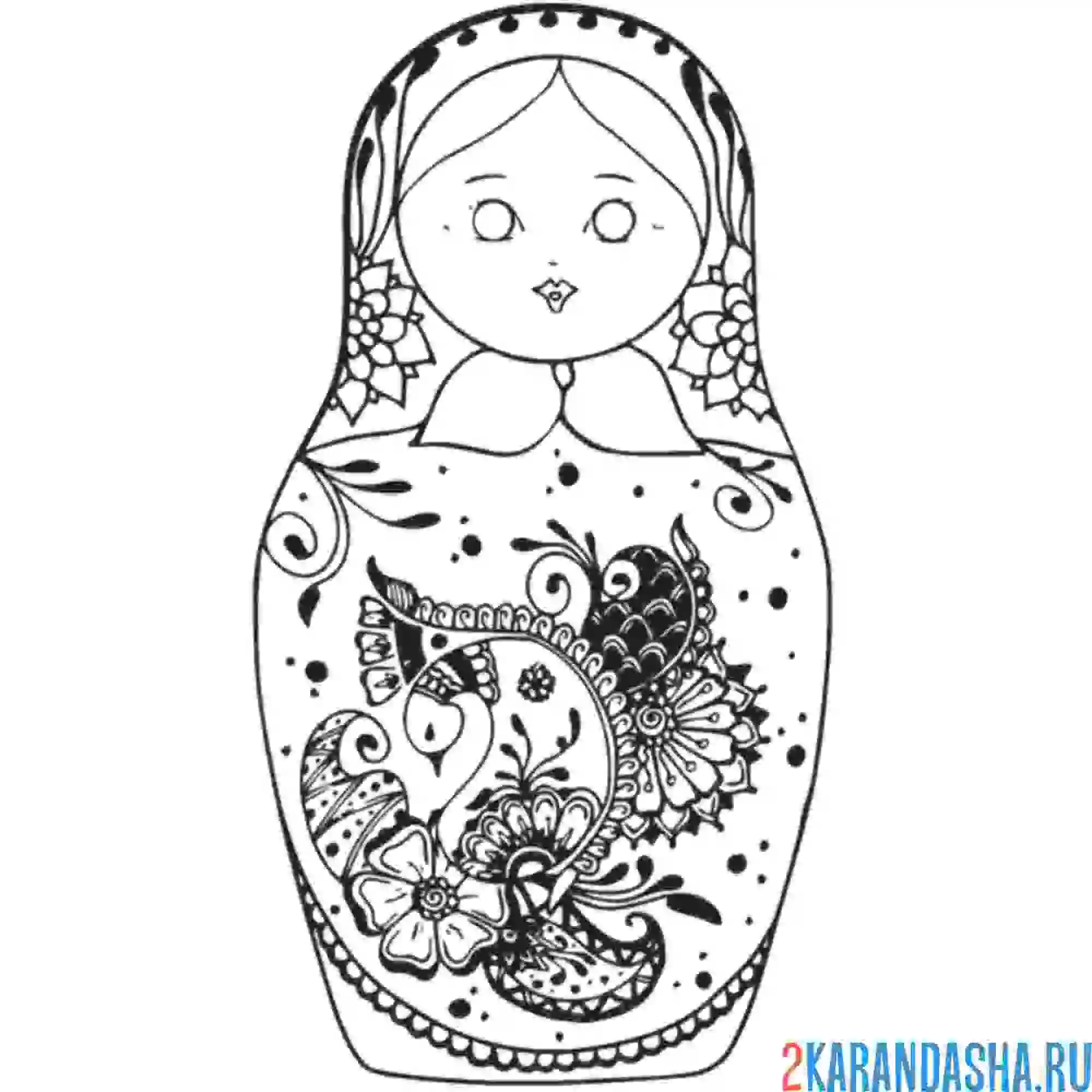 Раскраска матрешка разукрась сам
