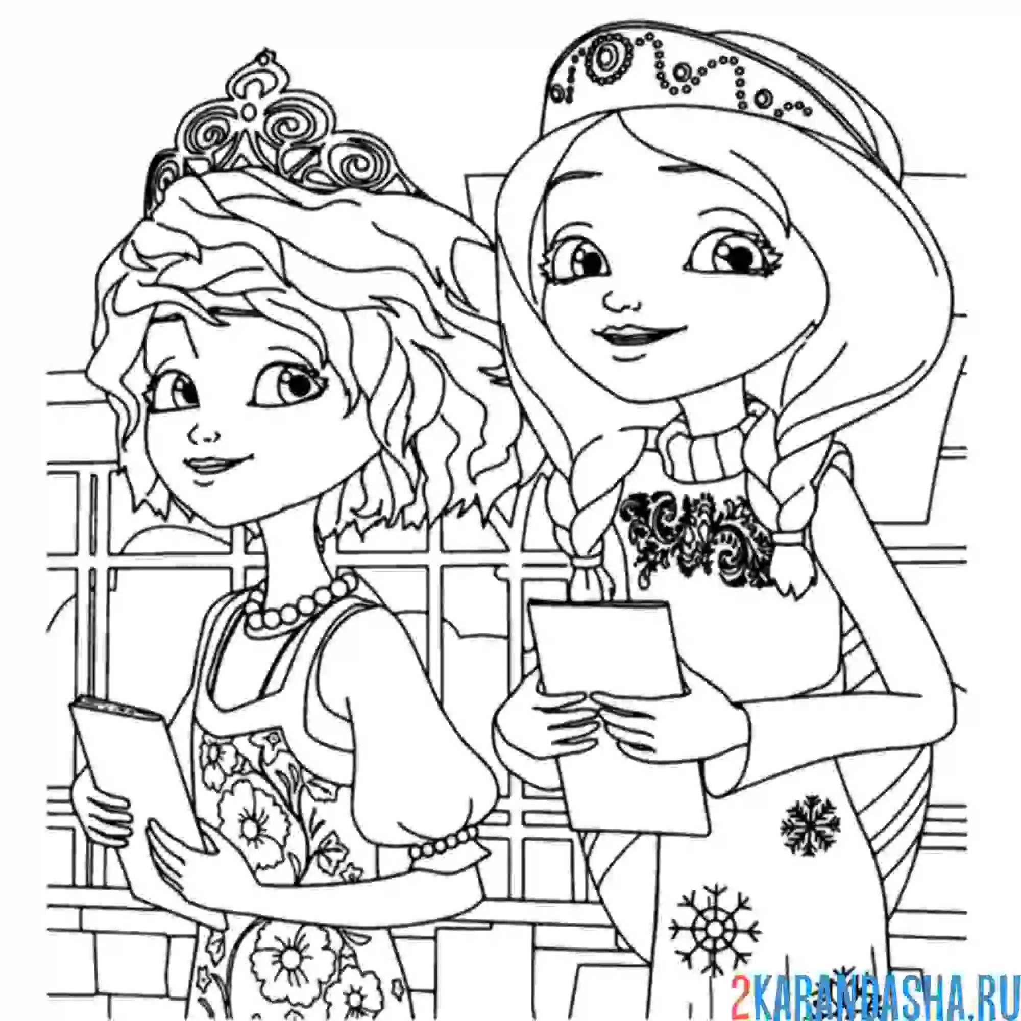 Раскраска варвара и елена царевны