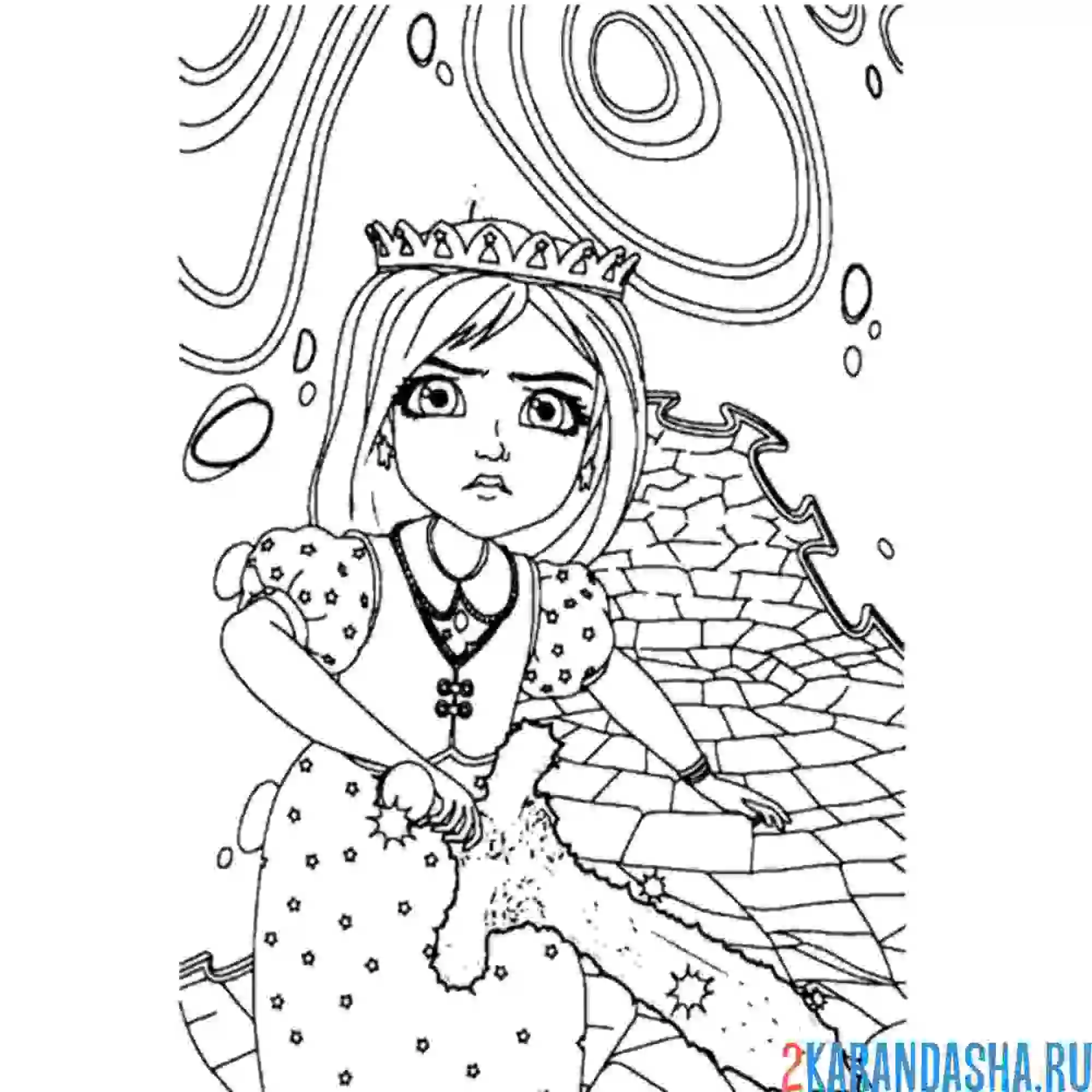 Раскраска спящая царевна соня злится