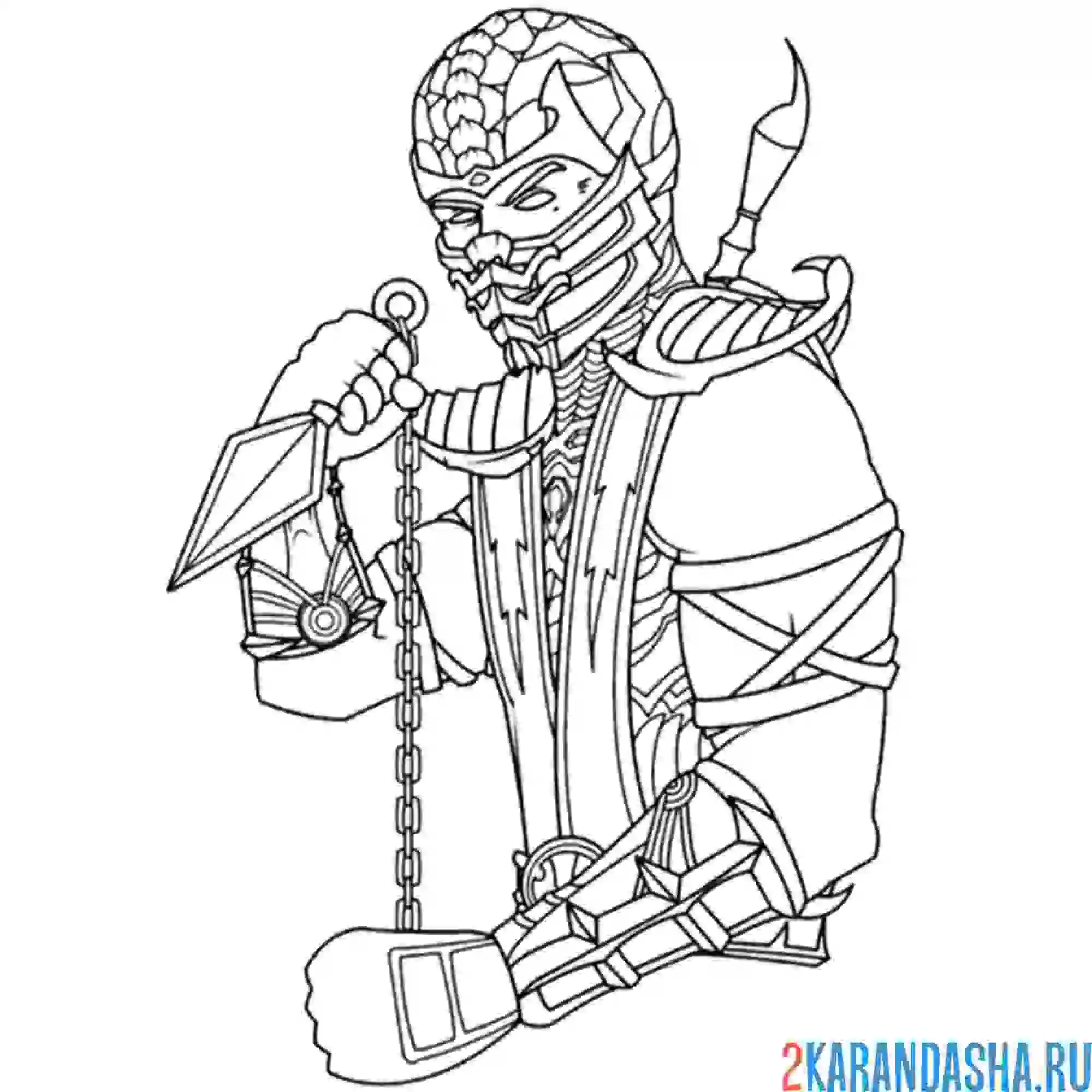 Раскраска мортал комбат скорпион