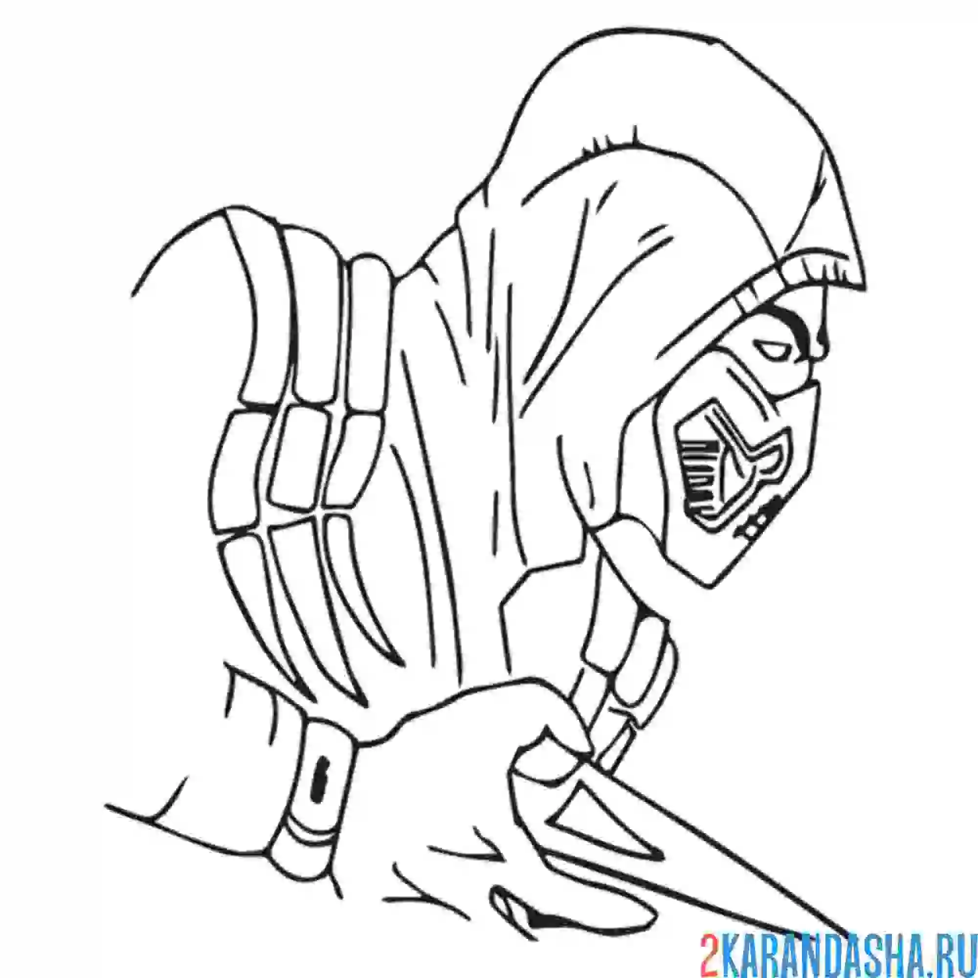 Раскраска скорпион и оружие