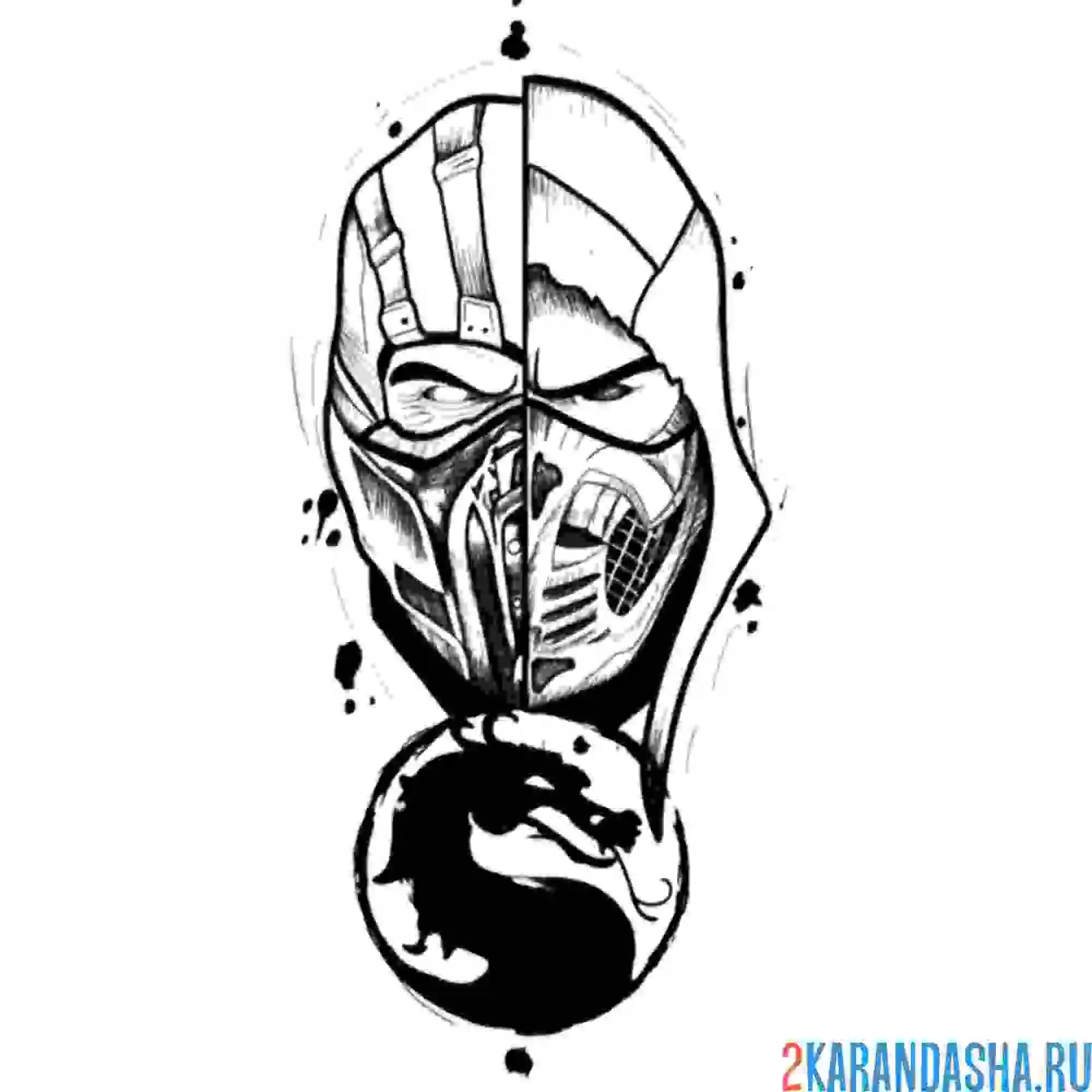 Раскраска скорпион и саб-зиро