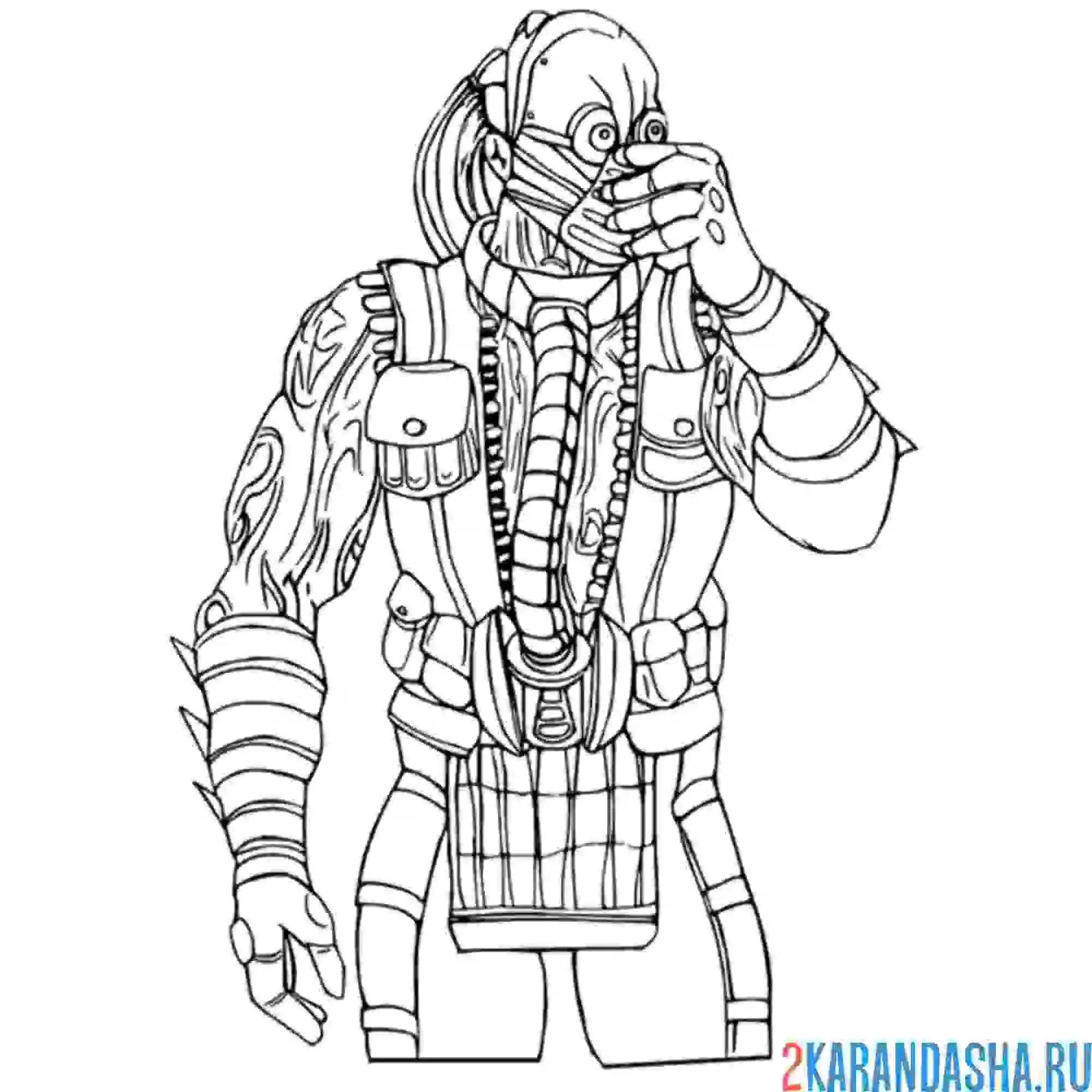 Раскраска мортал комбат кабал маска