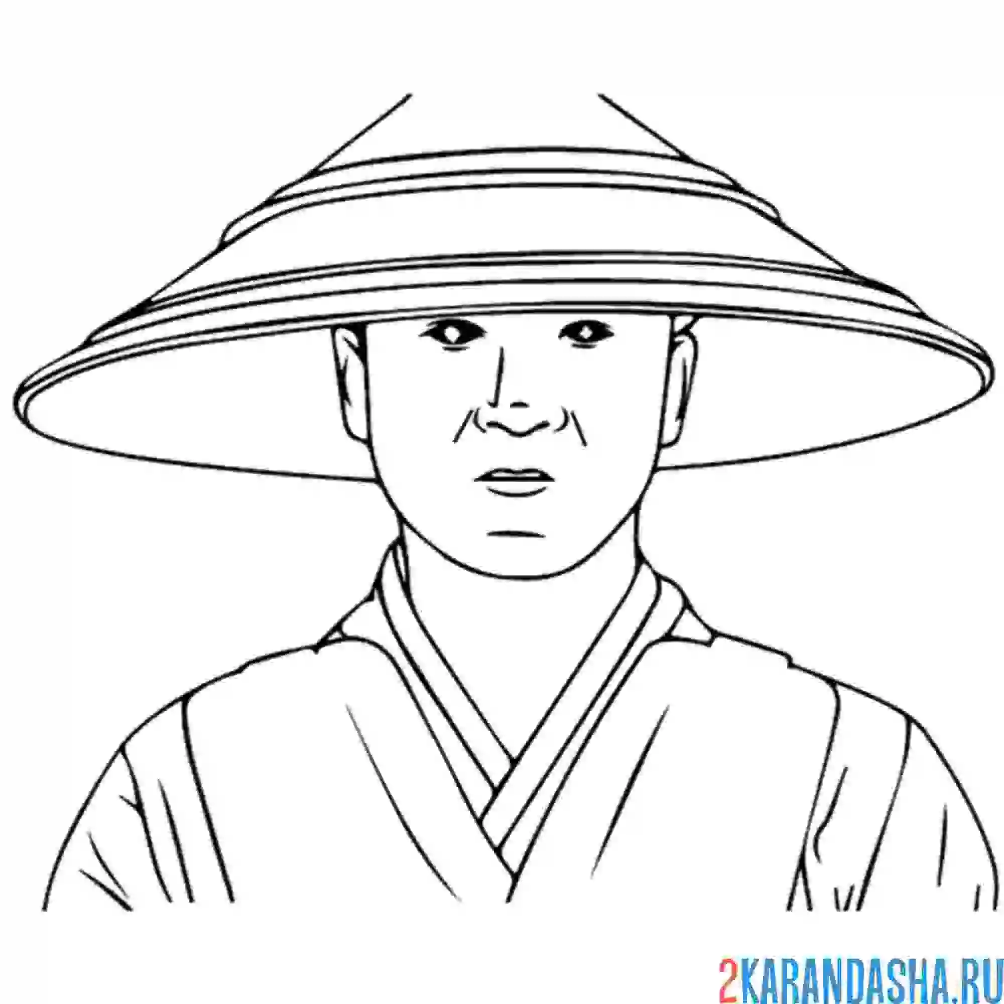 Раскраска рейден в шляпе мортал комбат