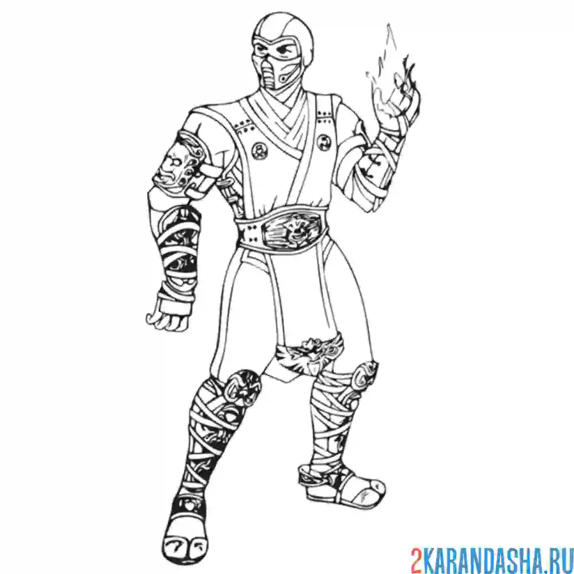 Раскраска саб-зиро с огнем