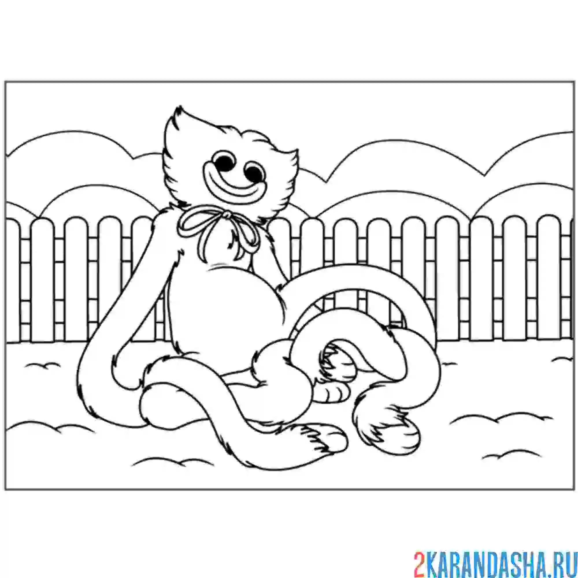 Раскраска хагги вагги у забора