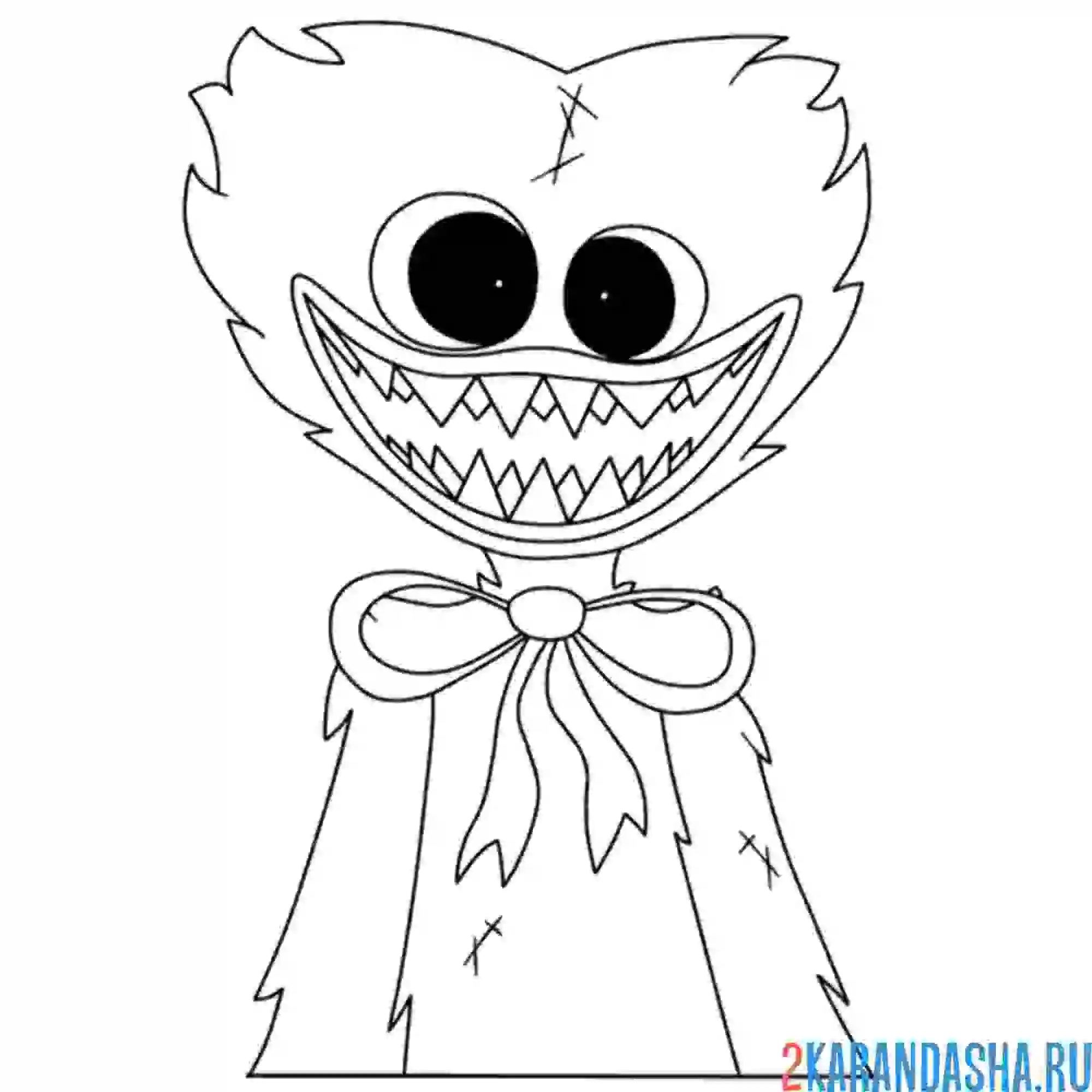 Раскраска поппи плейтайм хагги вагги улыбается