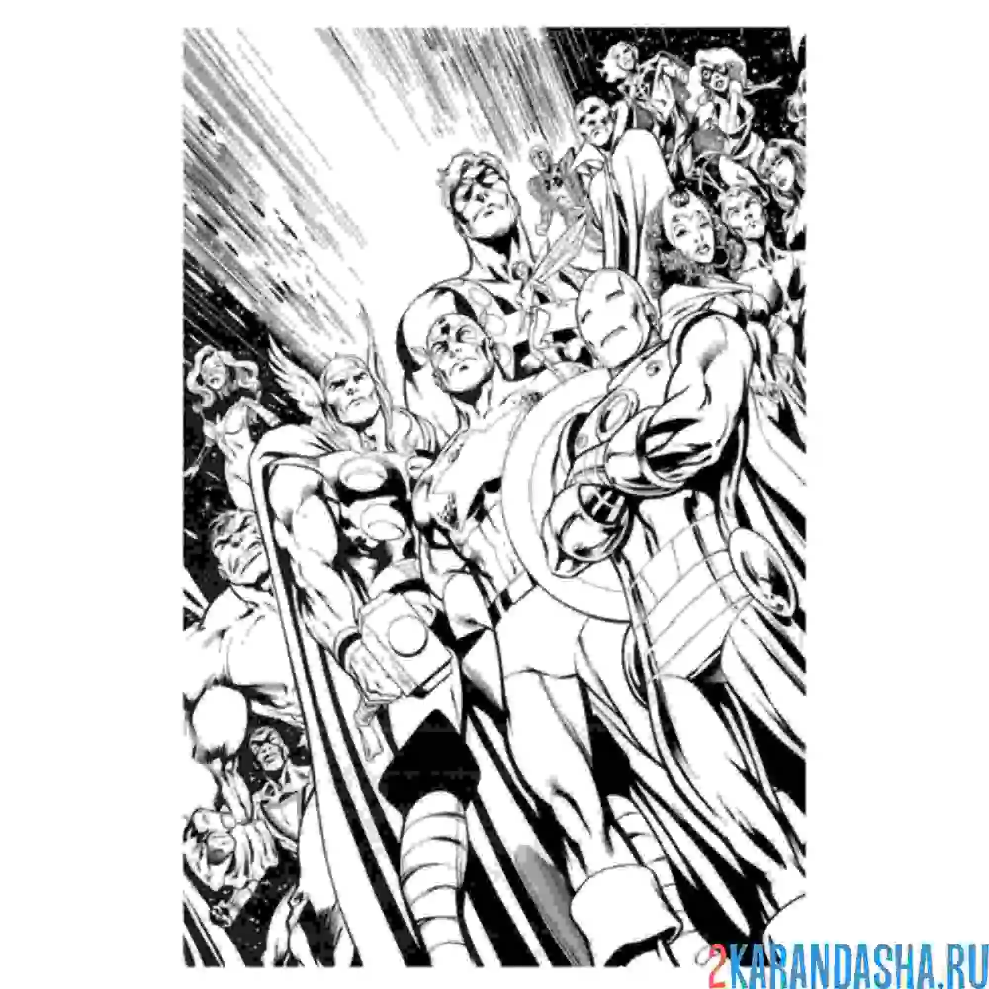 Раскраска мстители вместе