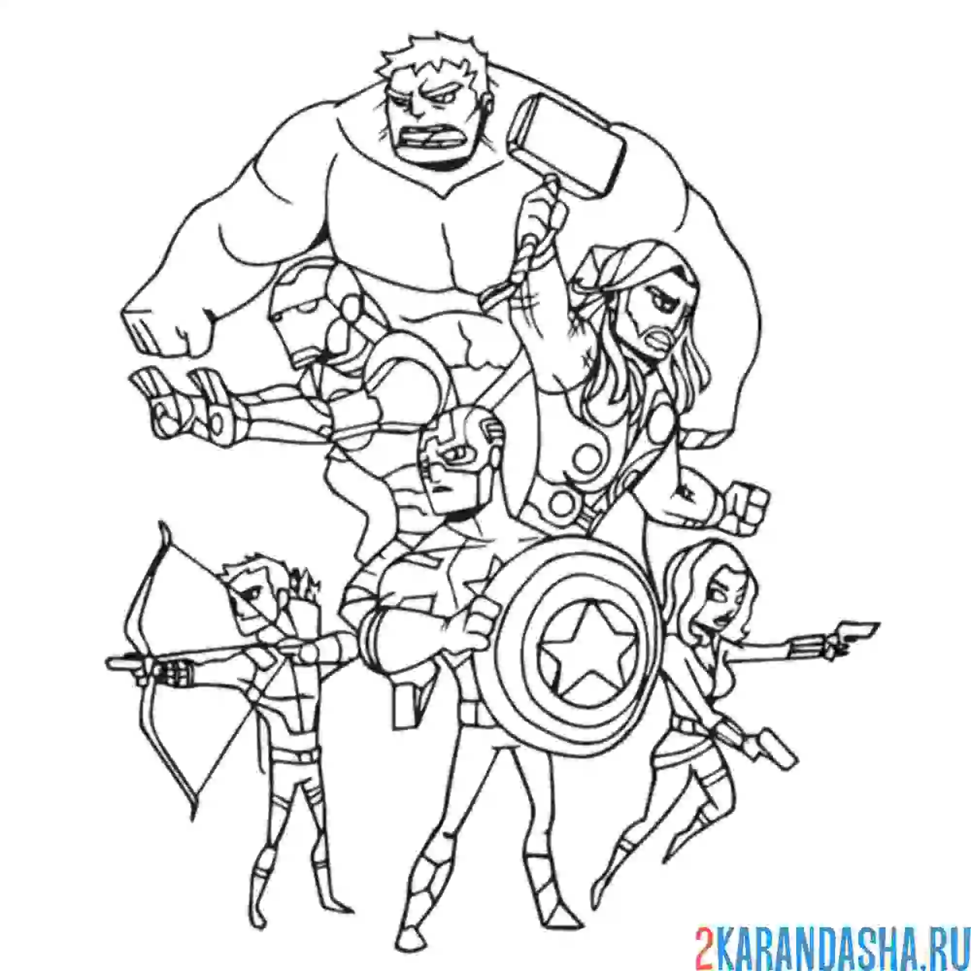 Раскраска команда мстителей